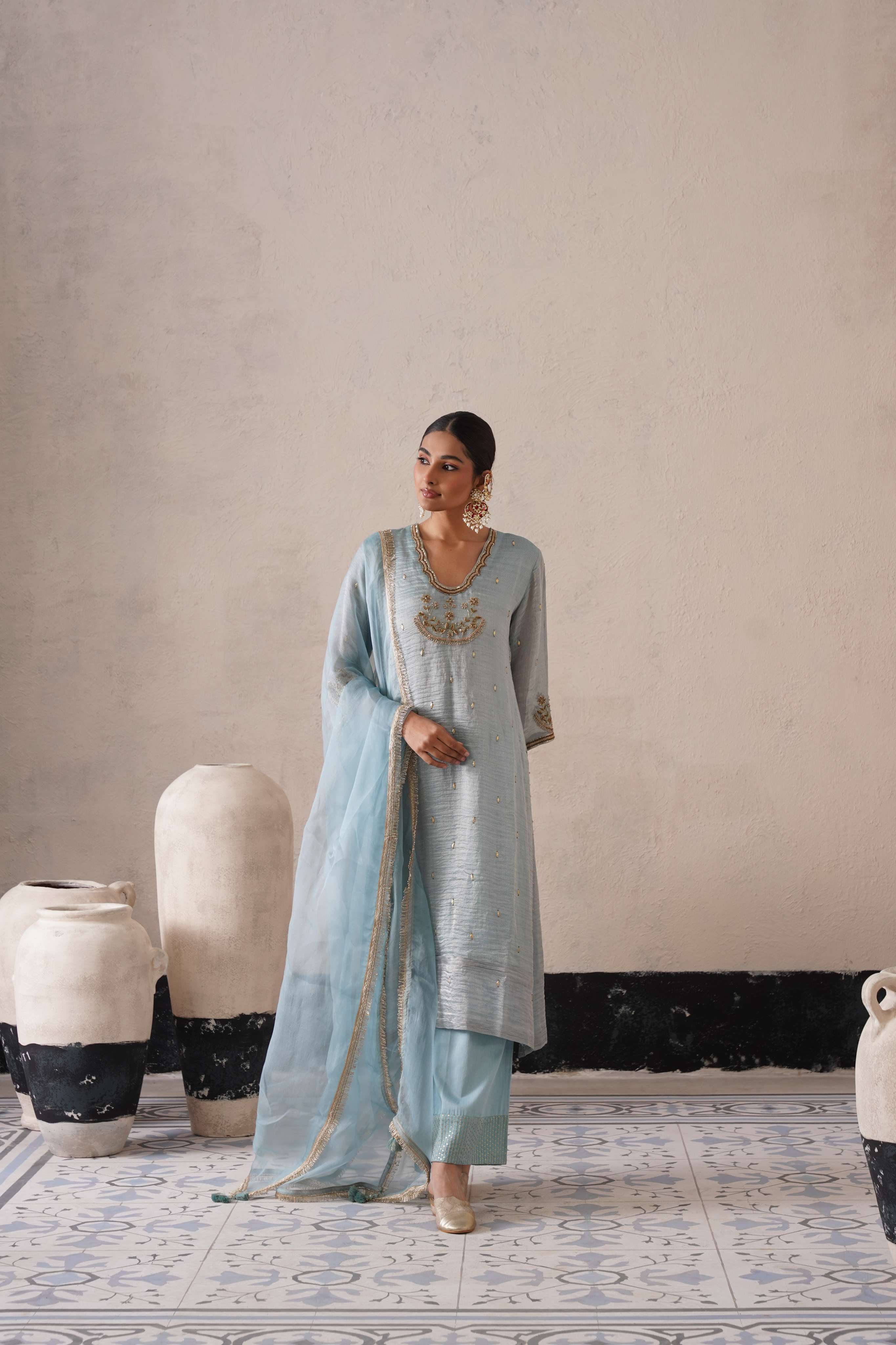 POWDER BLUE STRAIGHT KURTA