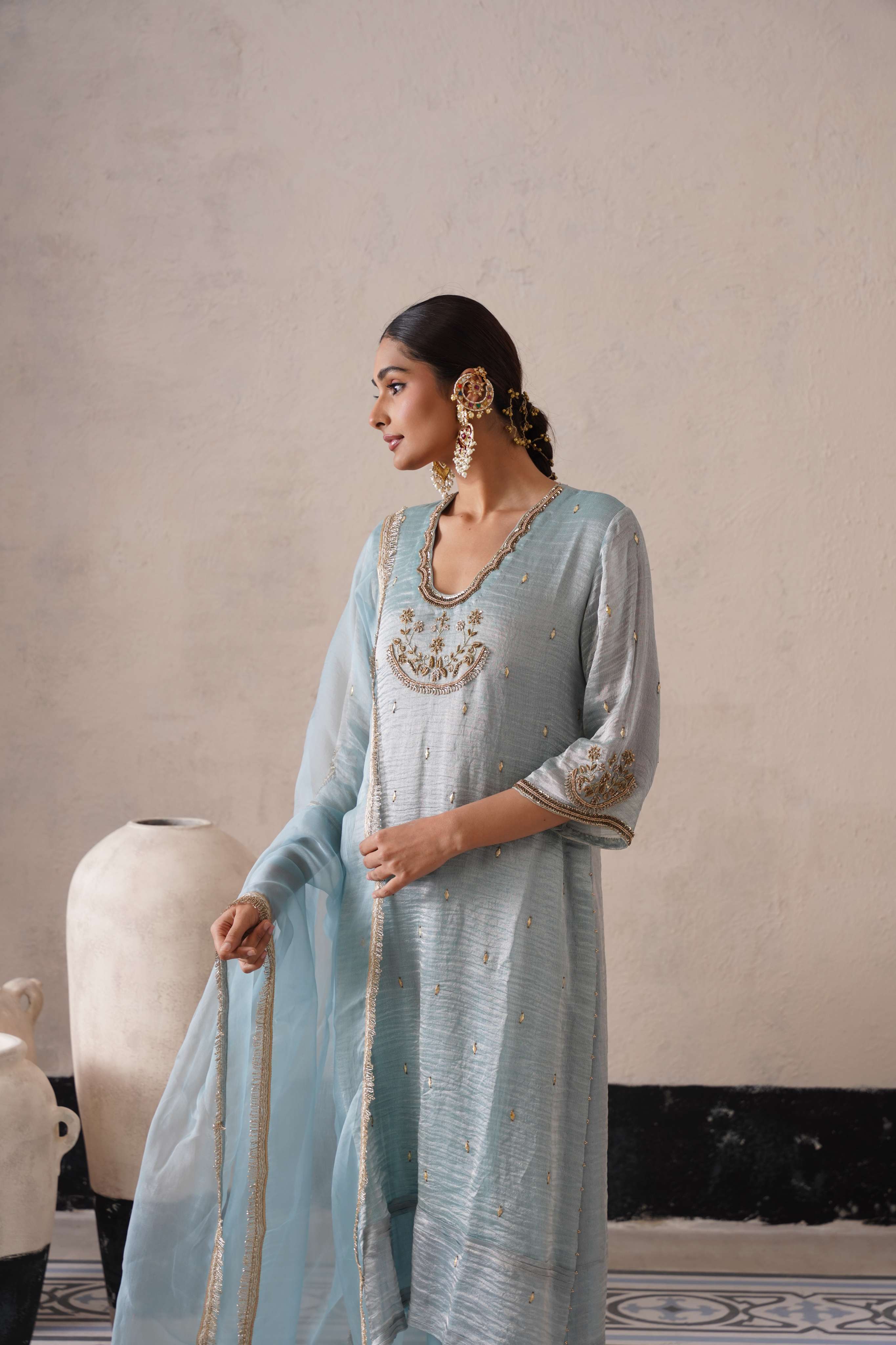 POWDER BLUE STRAIGHT KURTA