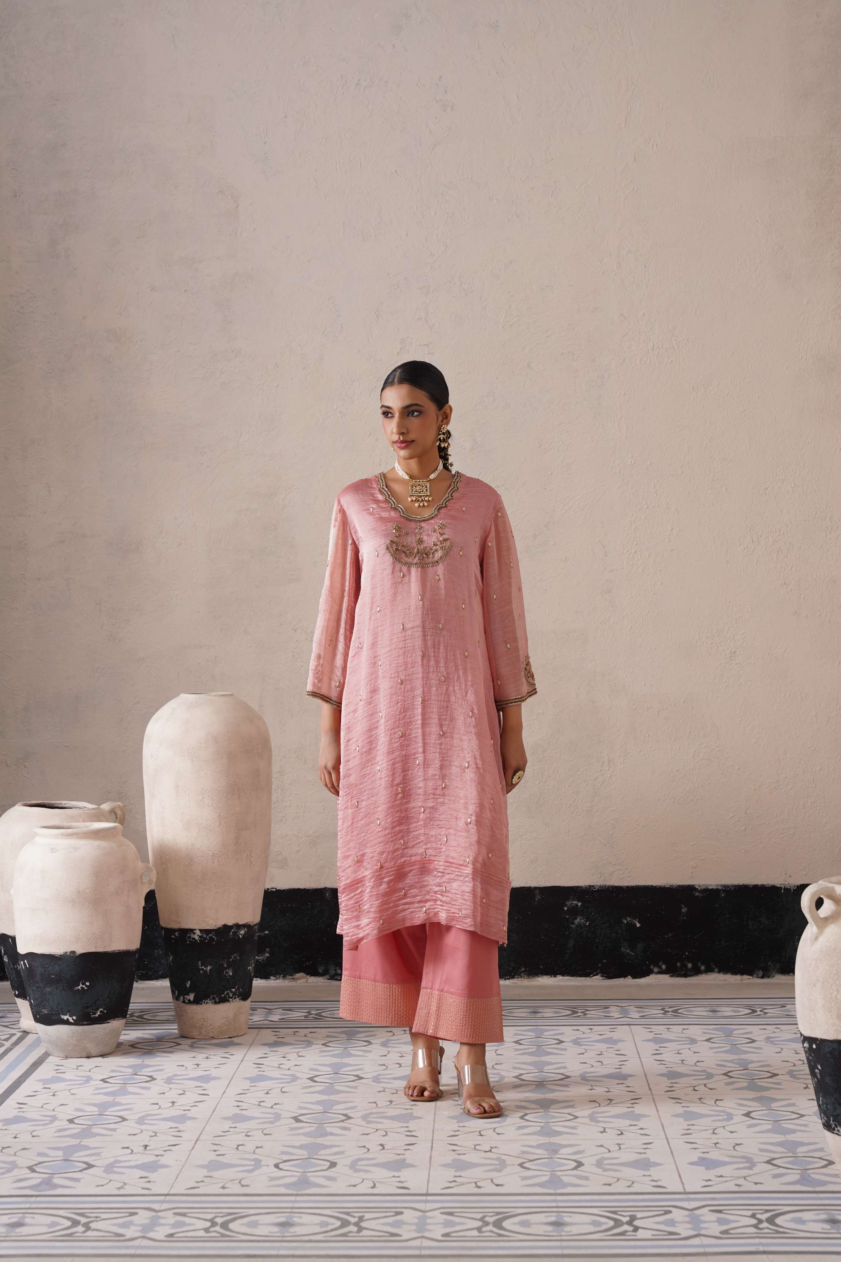BLUSH APRICOT STRAIGHT KURTA