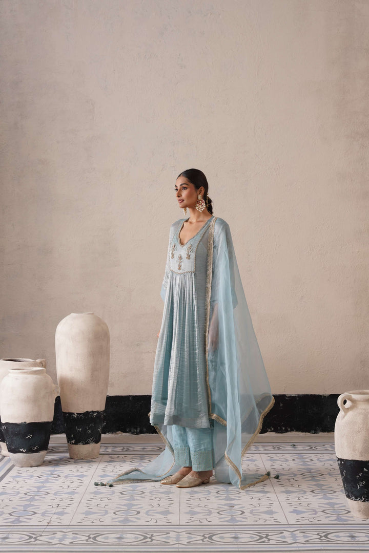 POWDER BLUE GATHERS KURTA