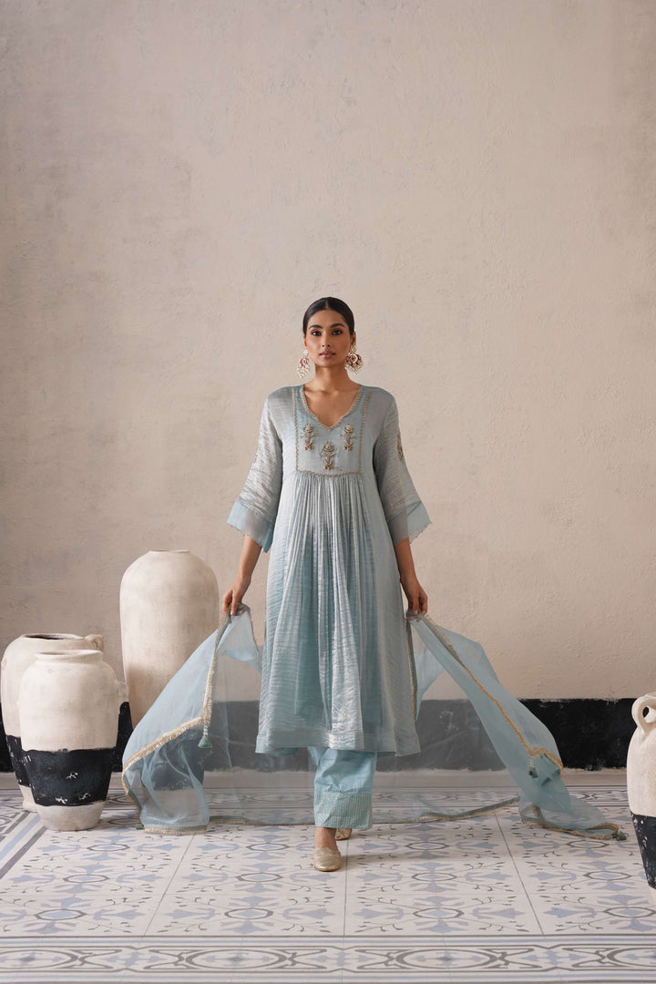 POWDER BLUE GATHERS KURTA