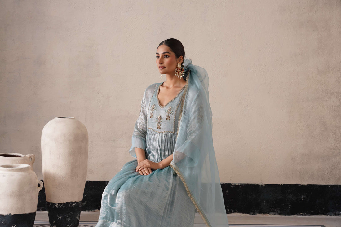 POWDER BLUE GATHERS KURTA