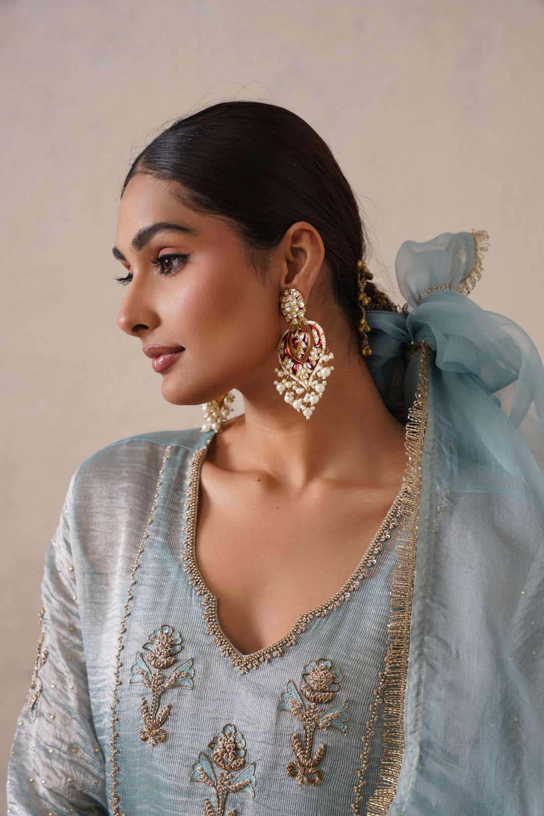 POWDER BLUE GATHERS KURTA