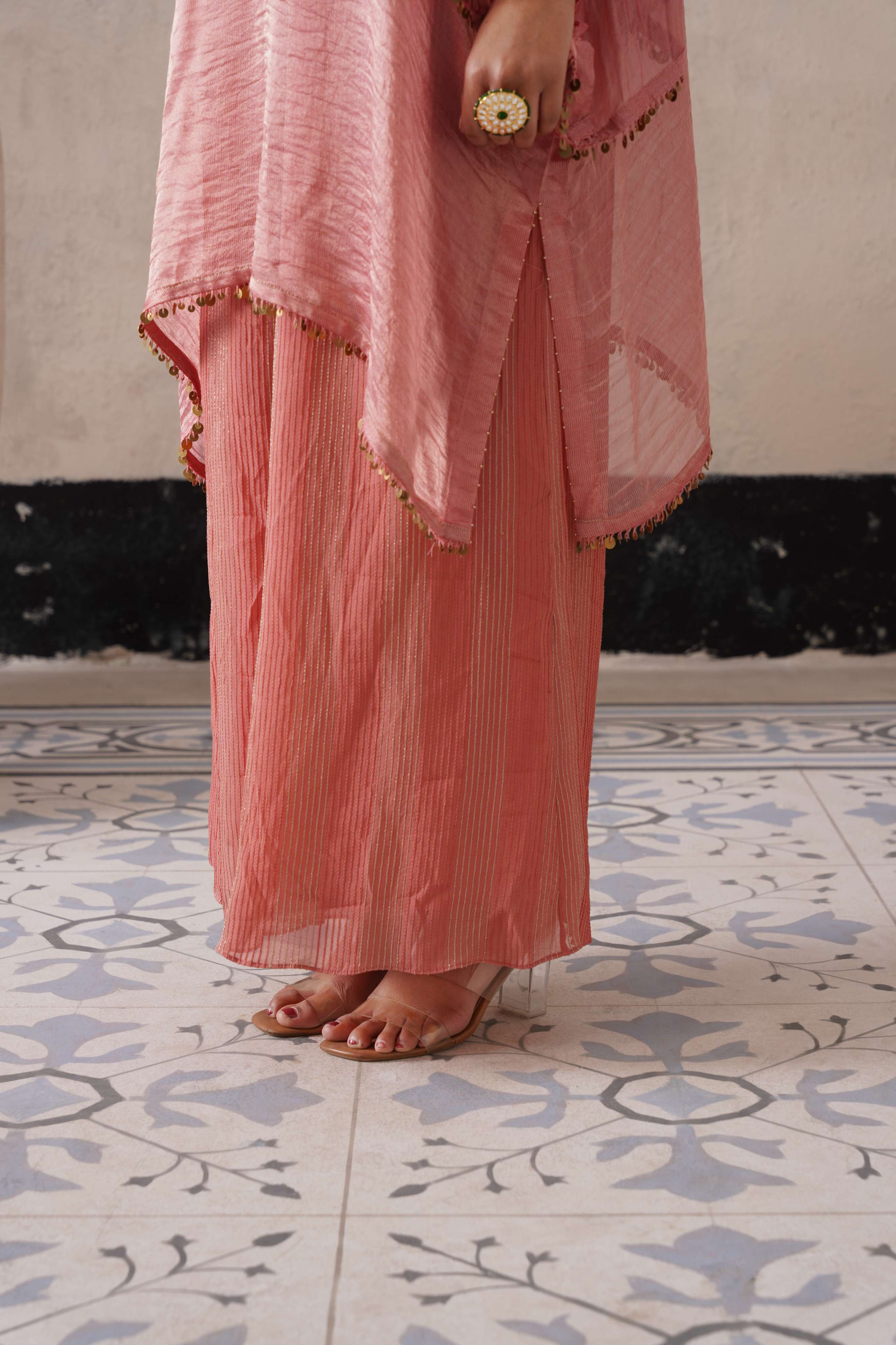 BLUSH APRICOT OVAL KAFTAN SET
