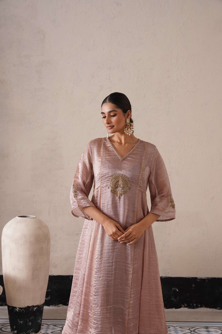 DUSTY MAUVE PANNEL A-LINE KURTA