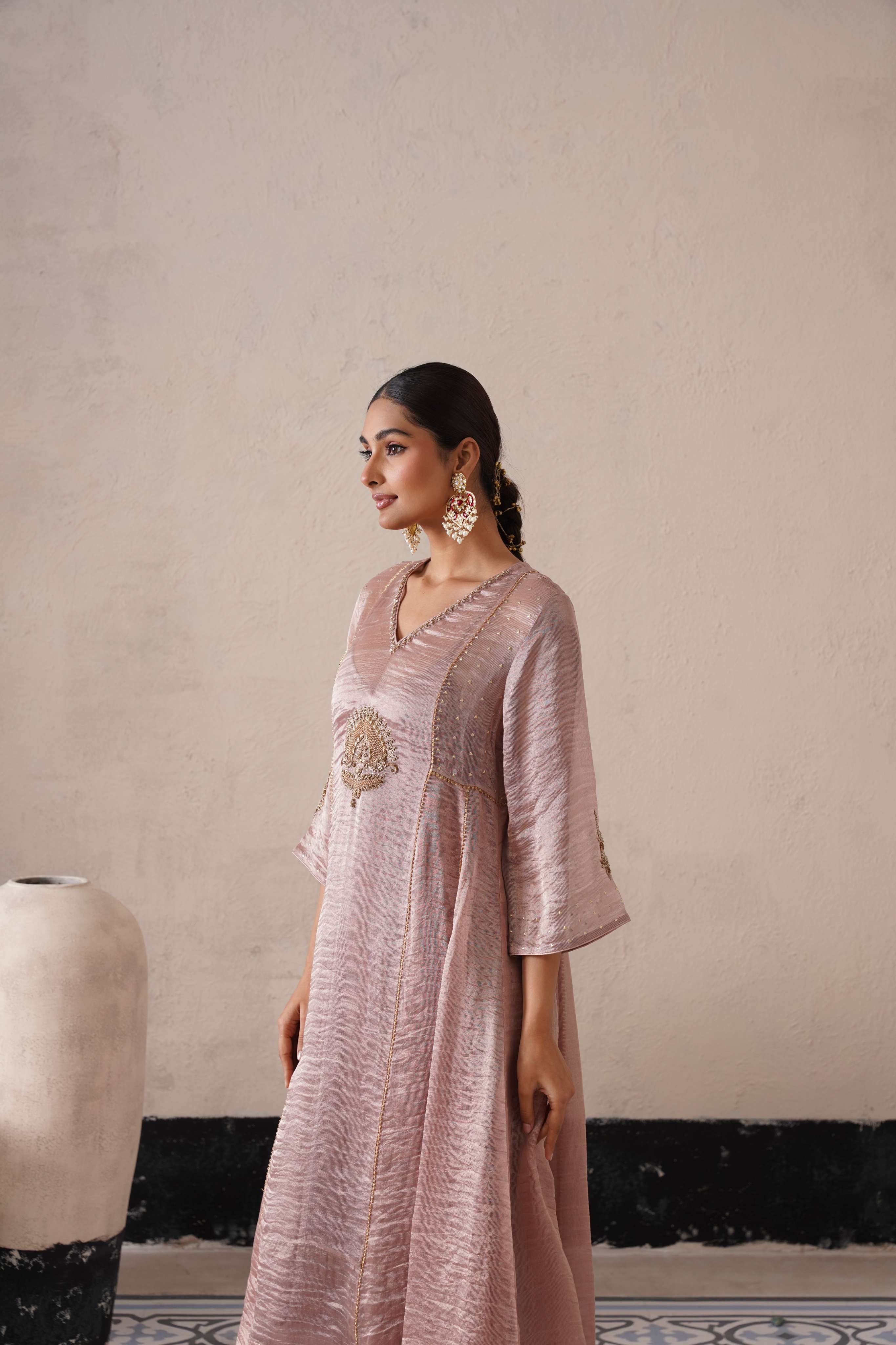 DUSTY MAUVE PANNEL A-LINE KURTA
