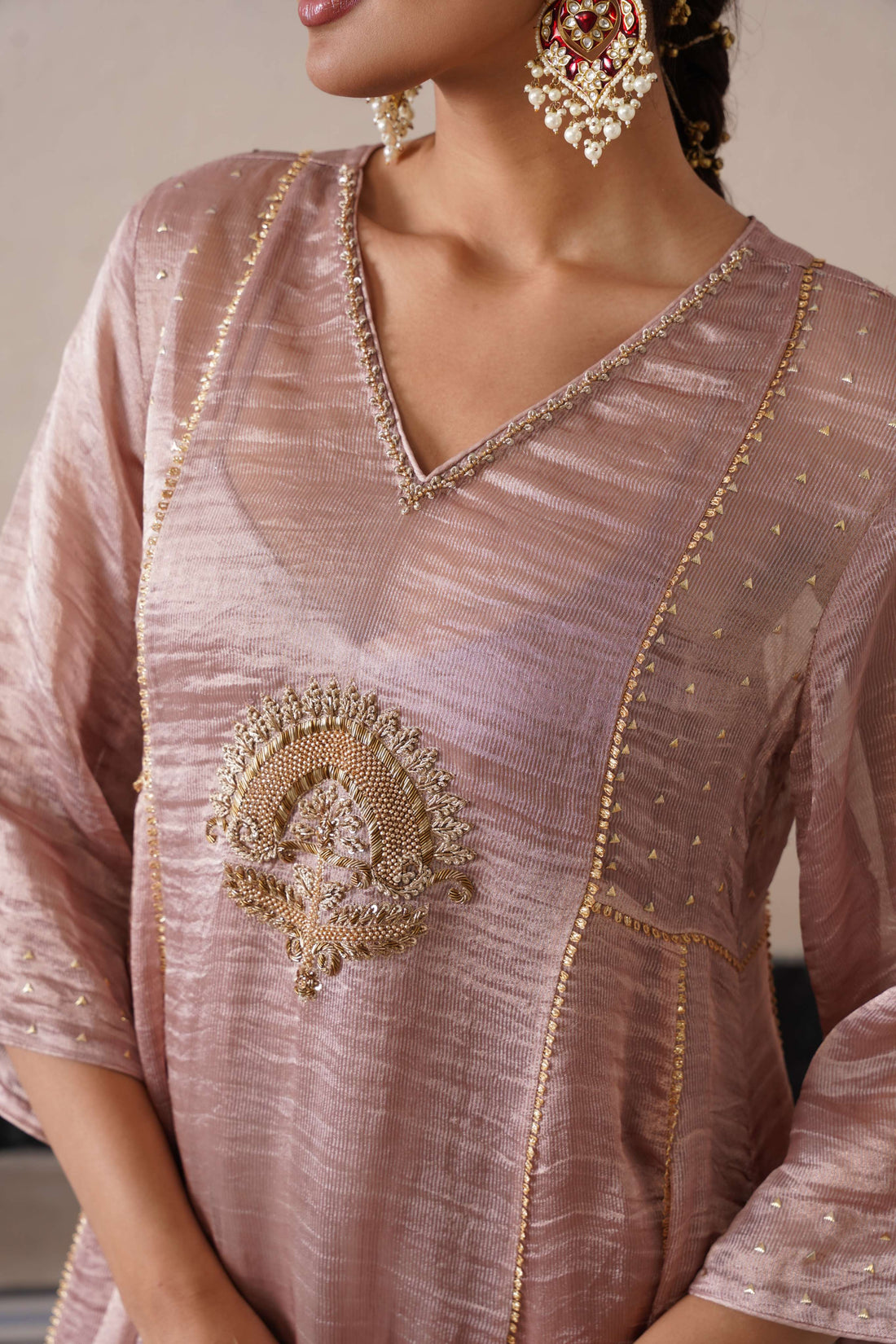 DUSTY MAUVE PANNEL A-LINE KURTA