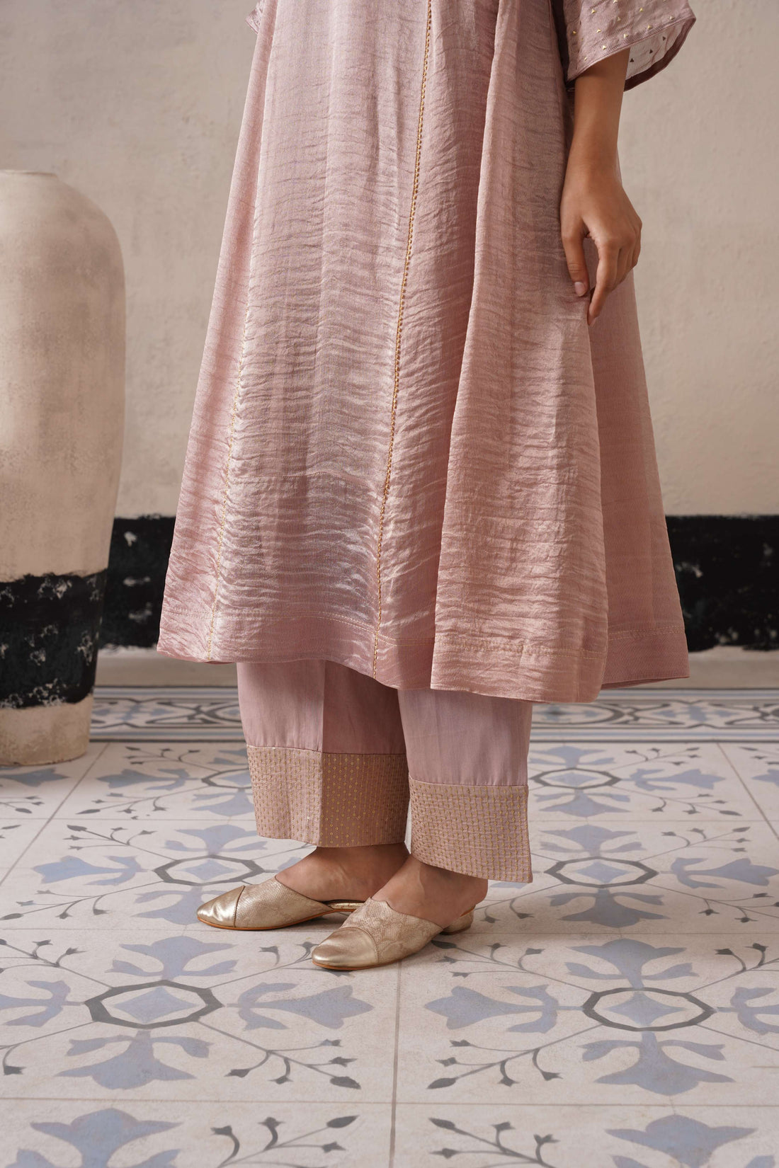 DUSTY MAUVE PANNEL A-LINE KURTA