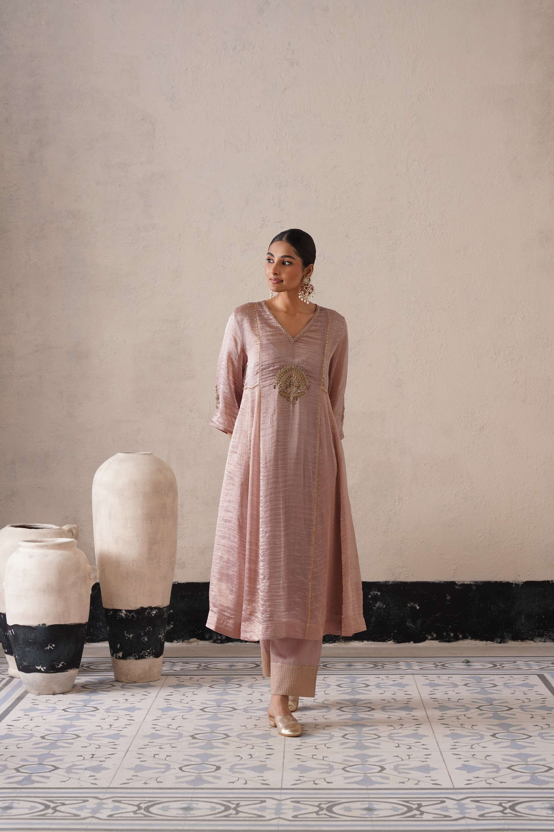 DUSTY MAUVE PANNEL A-LINE KURTA