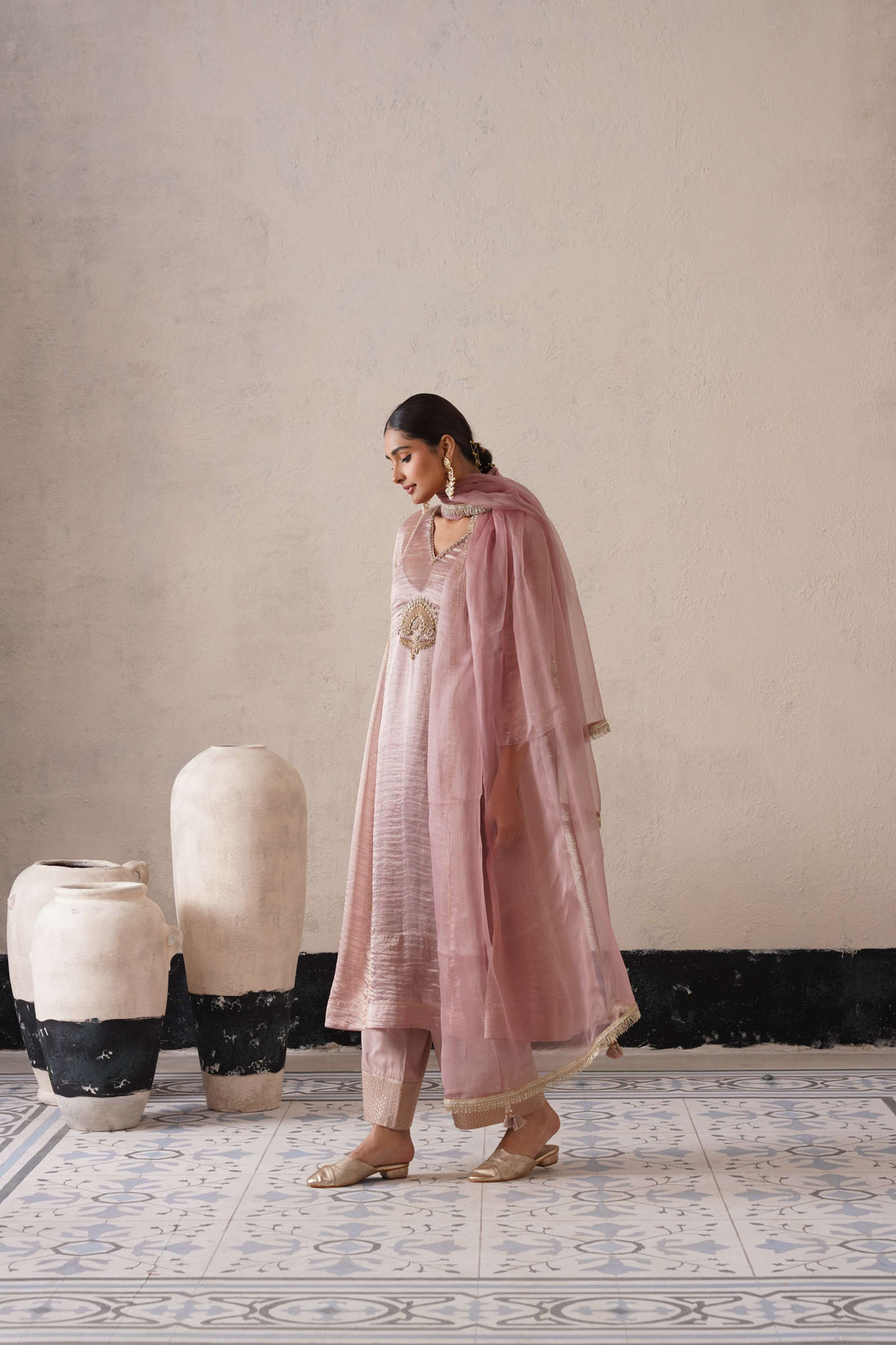 DUSTY MAUVE PANNEL A-LINE KURTA