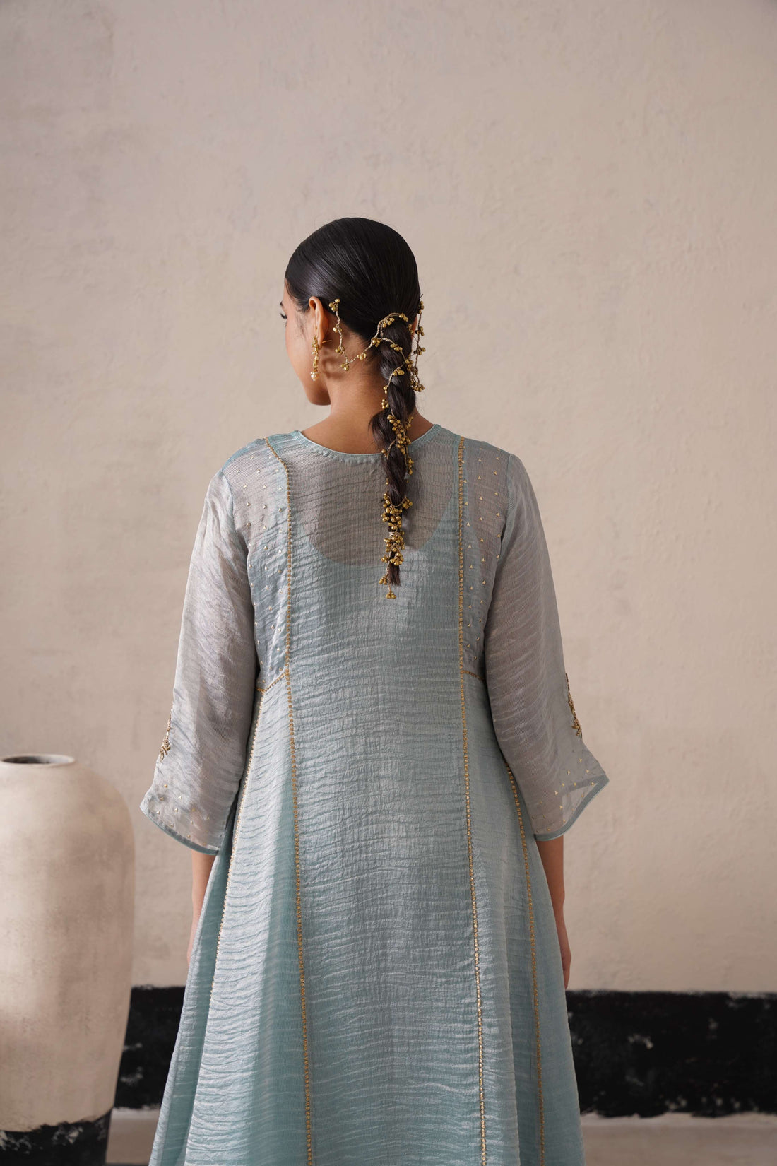 POWDER BLUE PANNEL A-LINE KURTA