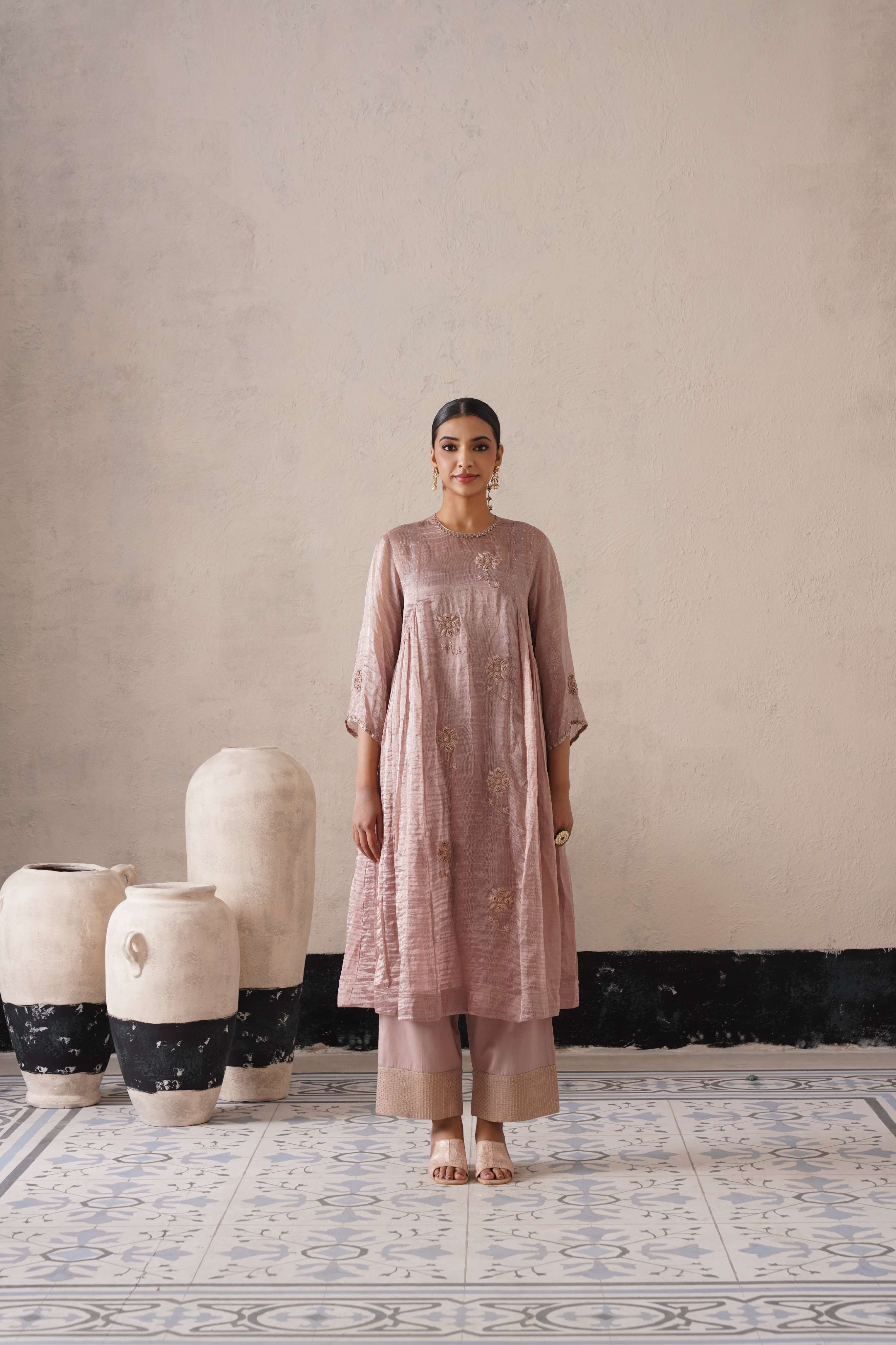 DUSTY MAUVE CURVE PANNEL KURTA