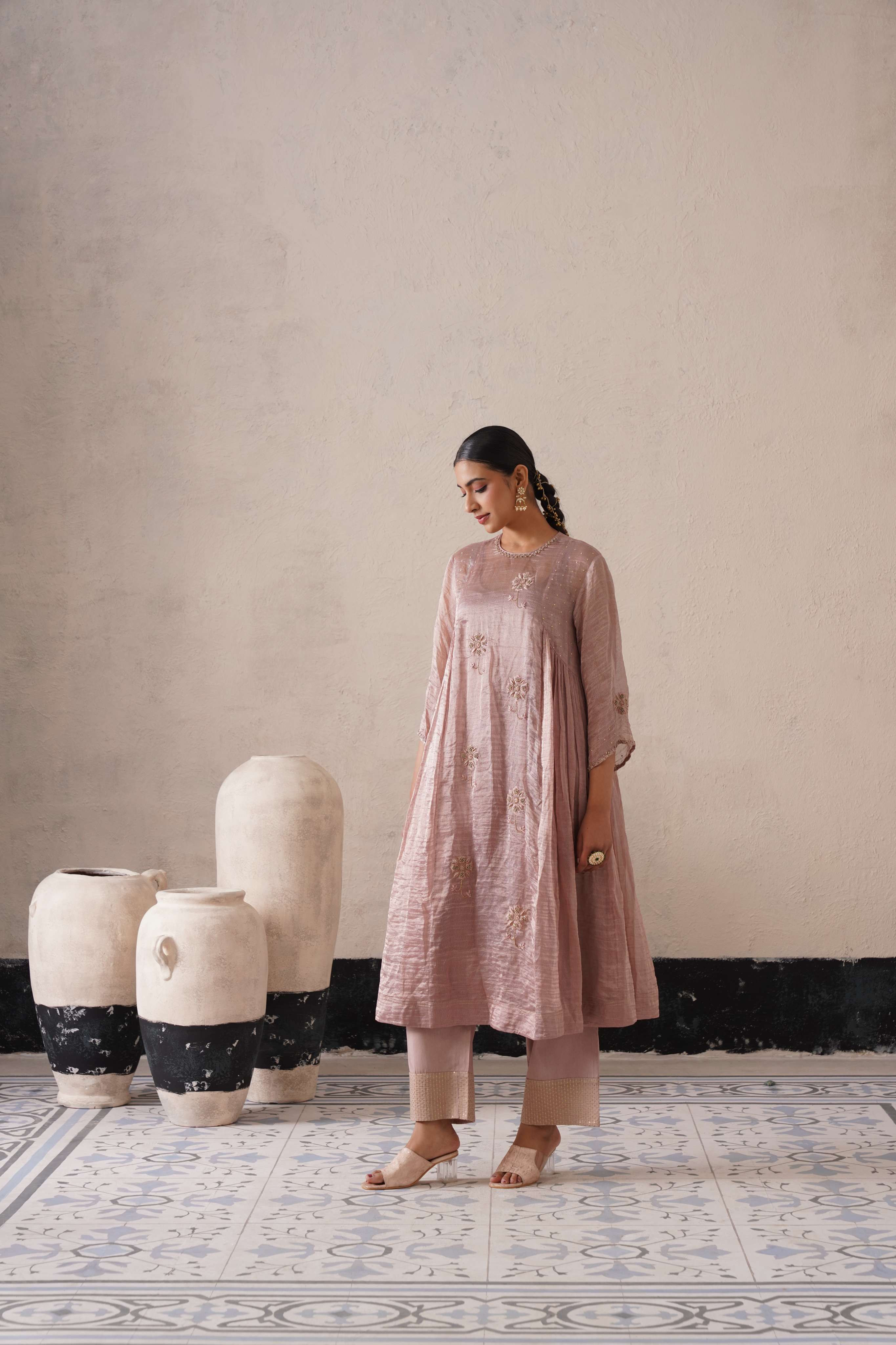 DUSTY MAUVE CURVE PANNEL KURTA