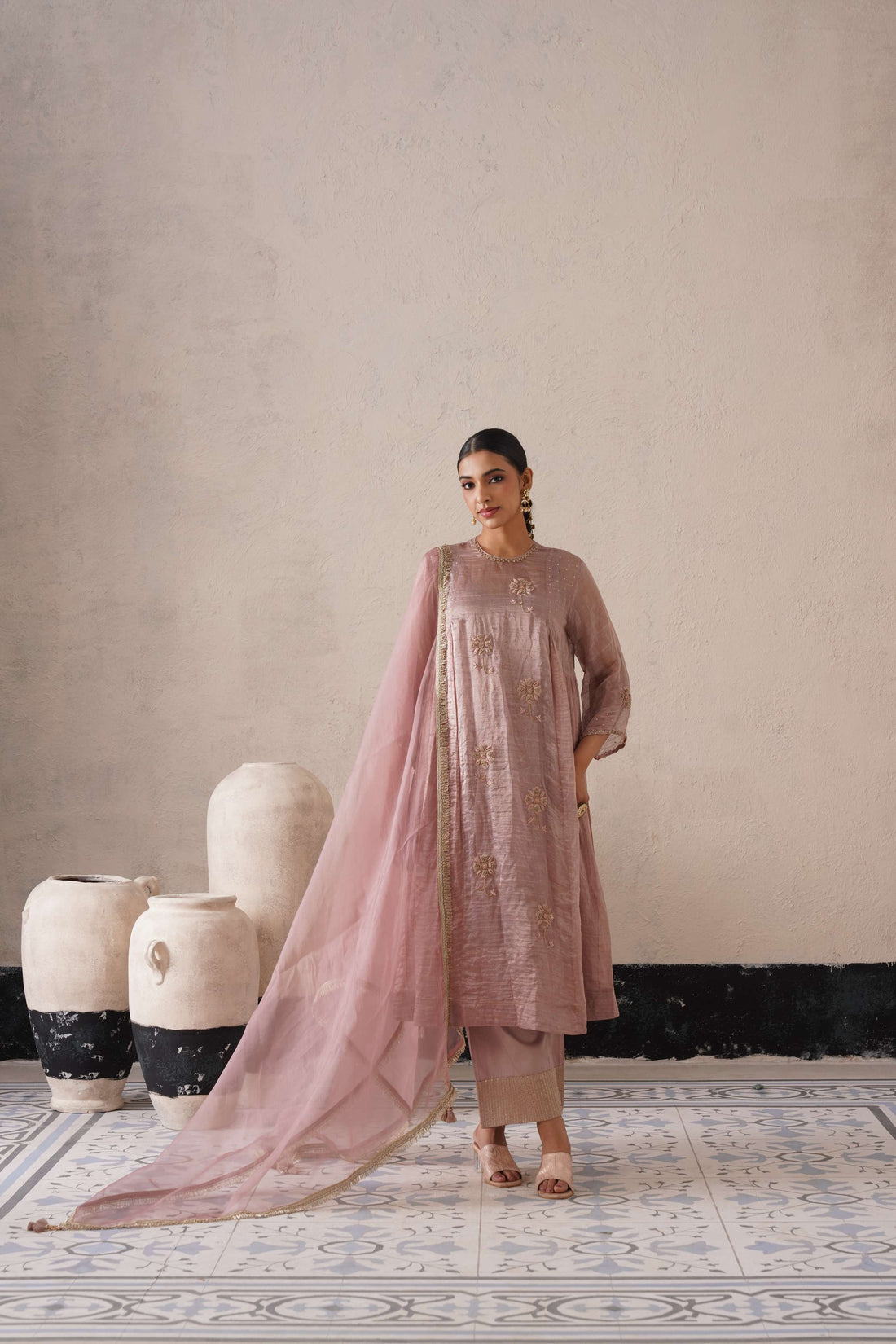 DUSTY MAUVE CURVE PANNEL KURTA