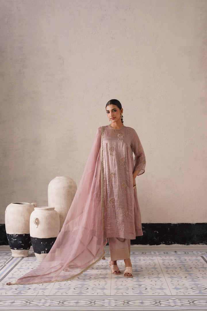 DUSTY MAUVE CURVE PANNEL KURTA