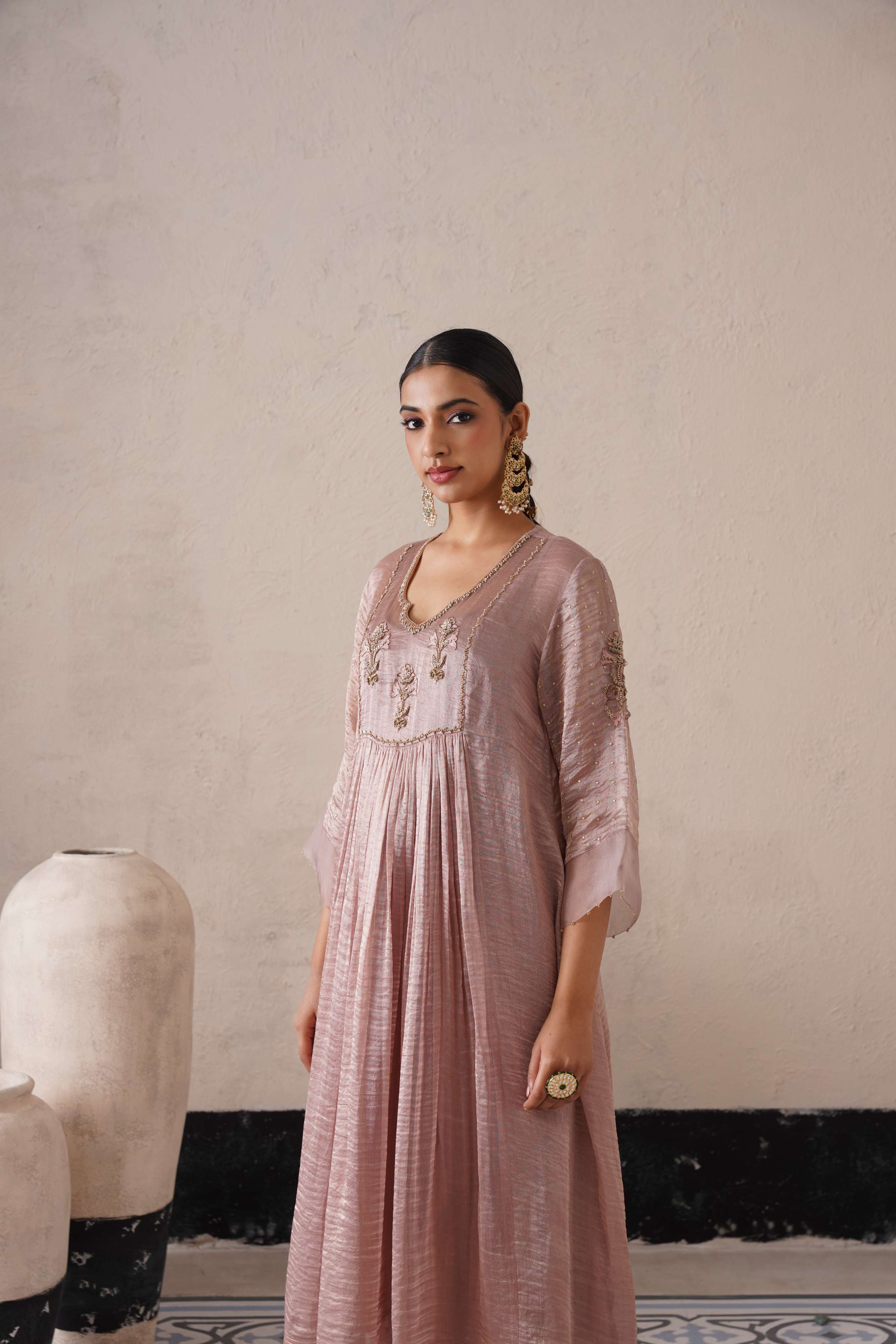 DUSTY MAUVE GATHERS KURTA