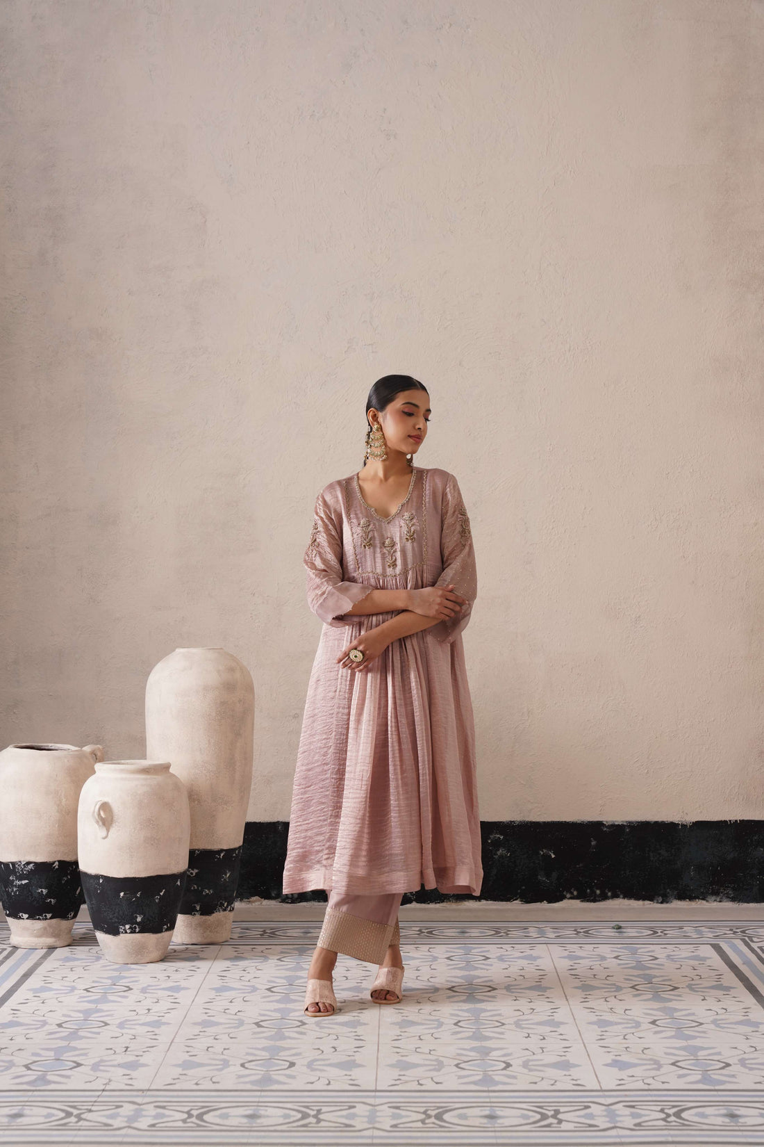 DUSTY MAUVE GATHERS KURTA