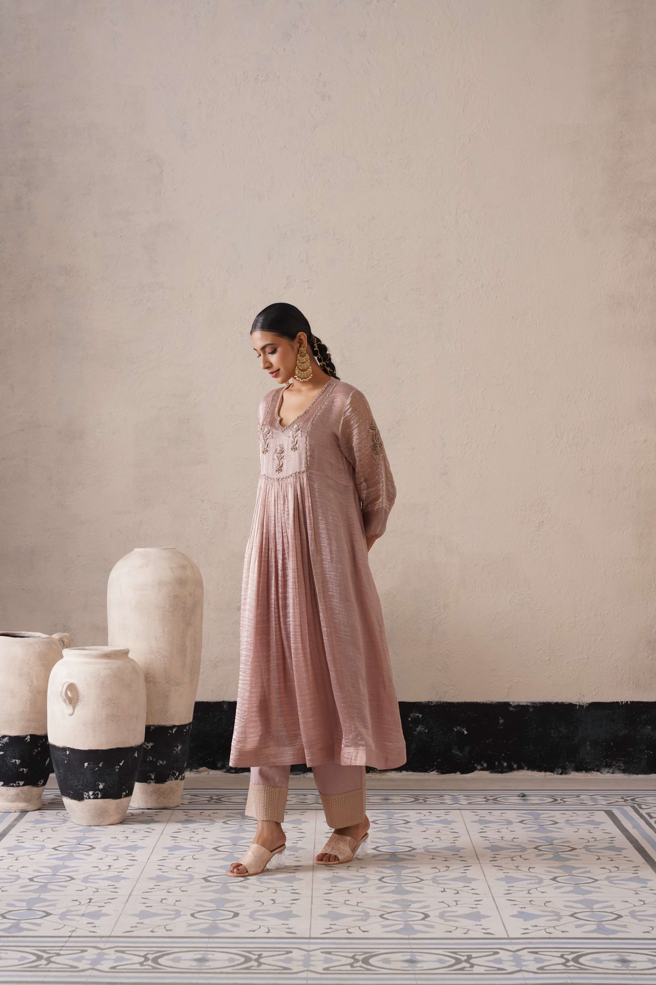 DUSTY MAUVE GATHERS KURTA