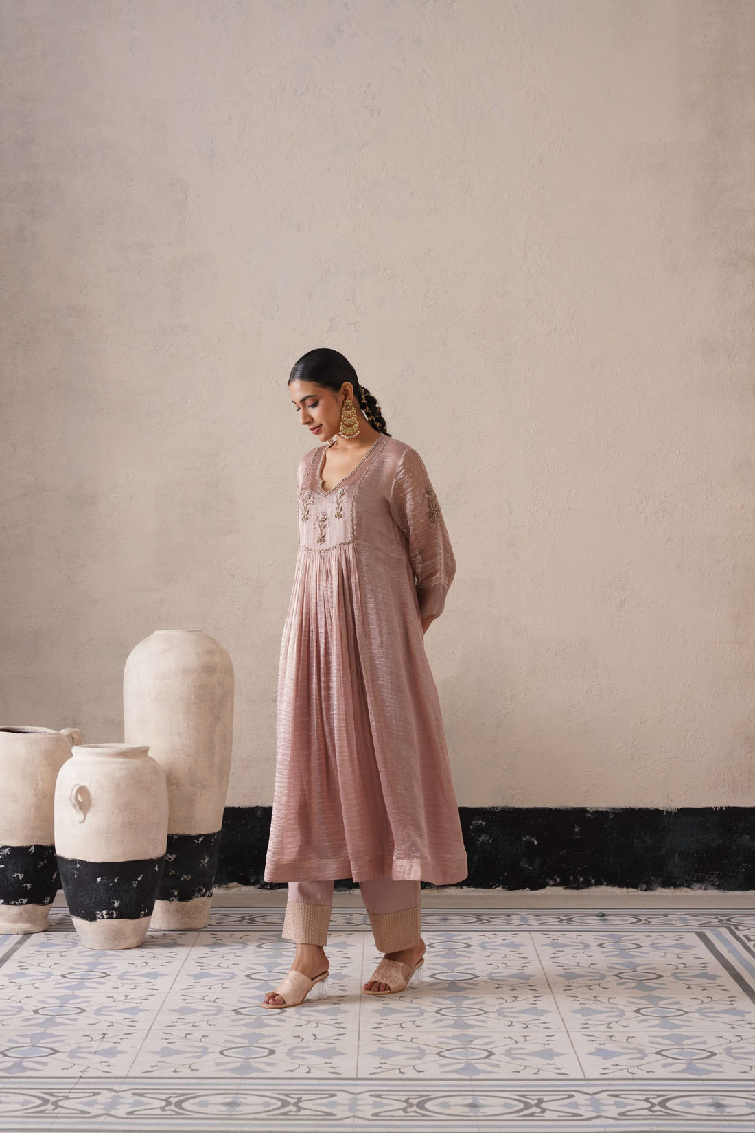 DUSTY MAUVE GATHERS KURTA