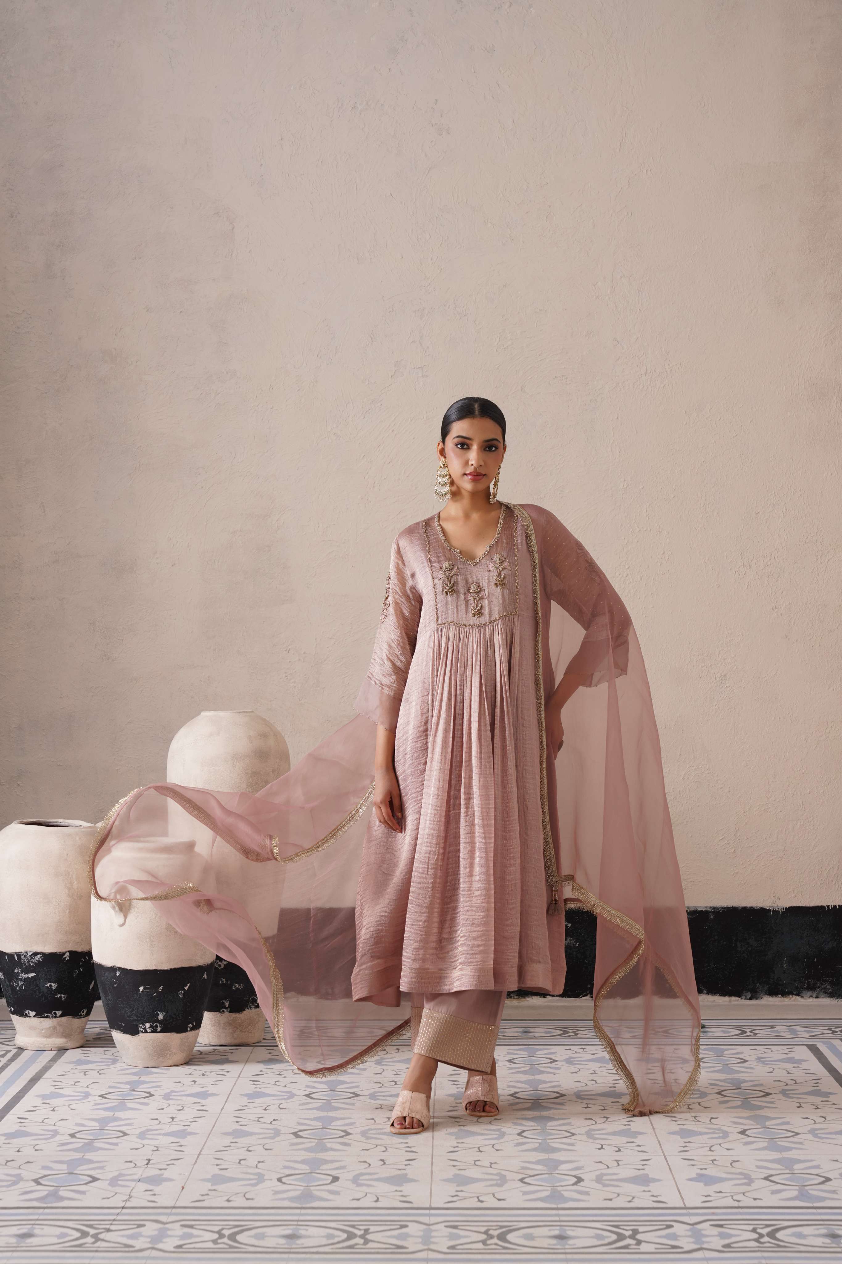 DUSTY MAUVE GATHERS KURTA