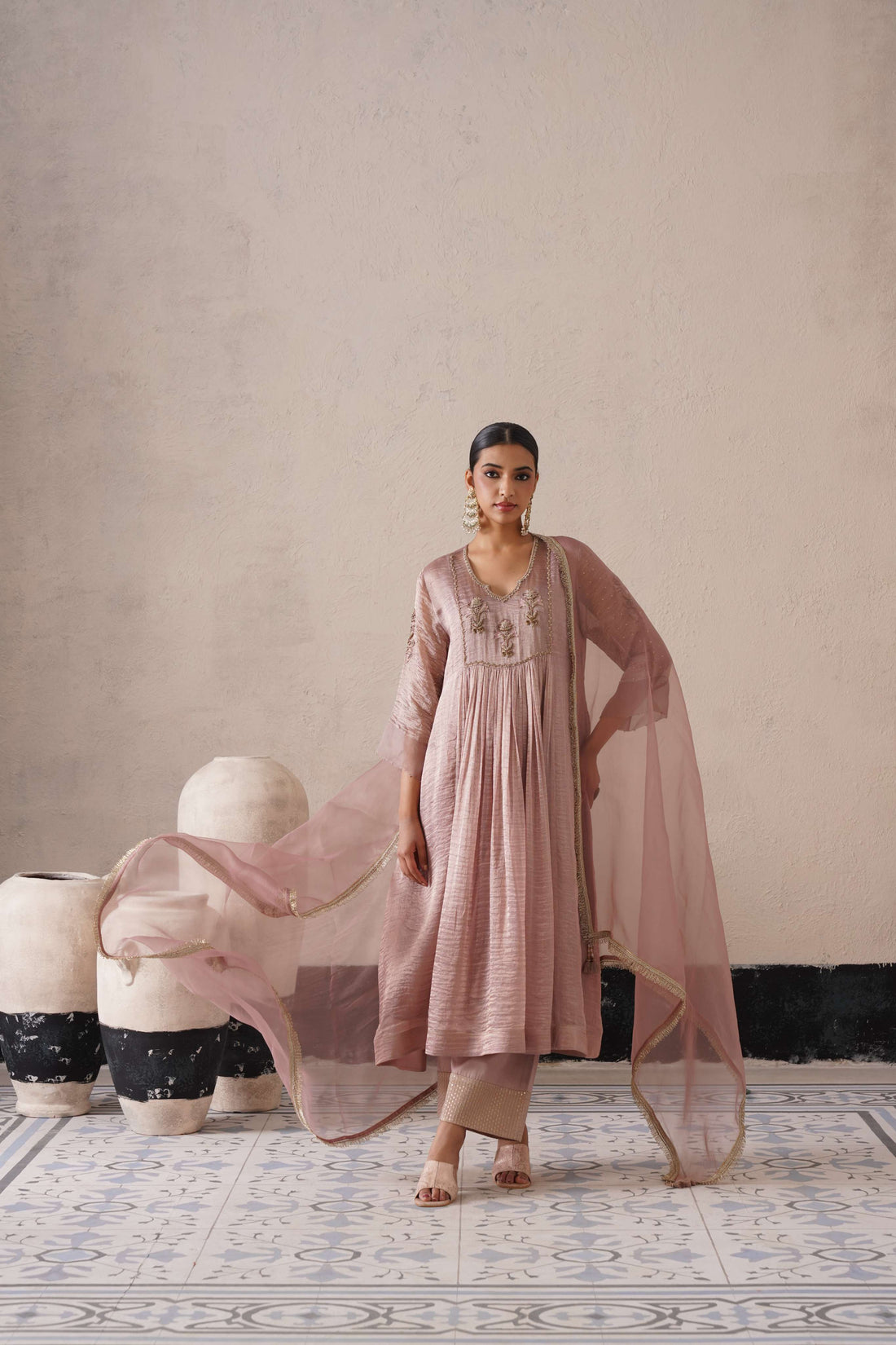 DUSTY MAUVE GATHERS KURTA