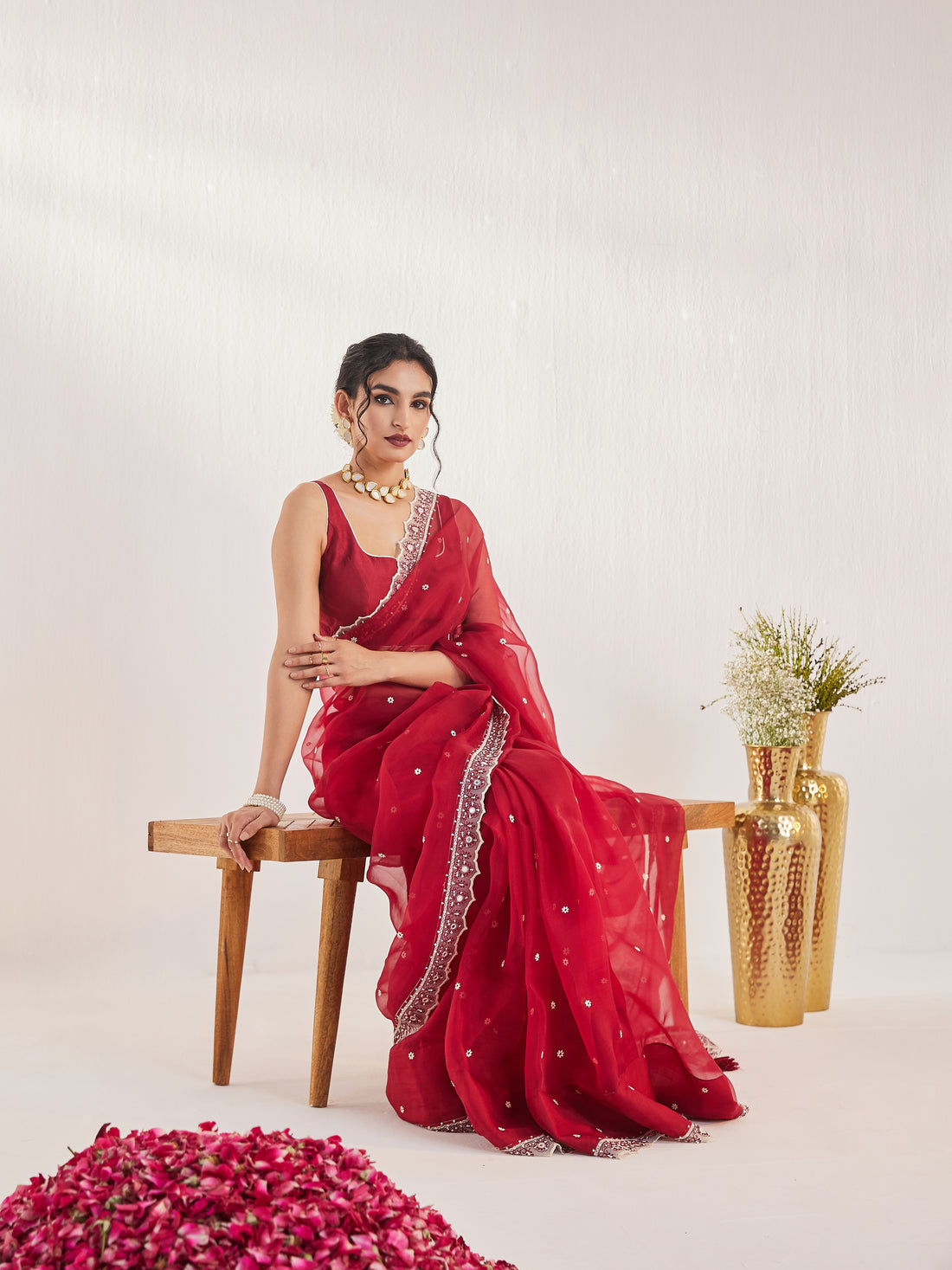 Reshami Raat Mahroon Saree