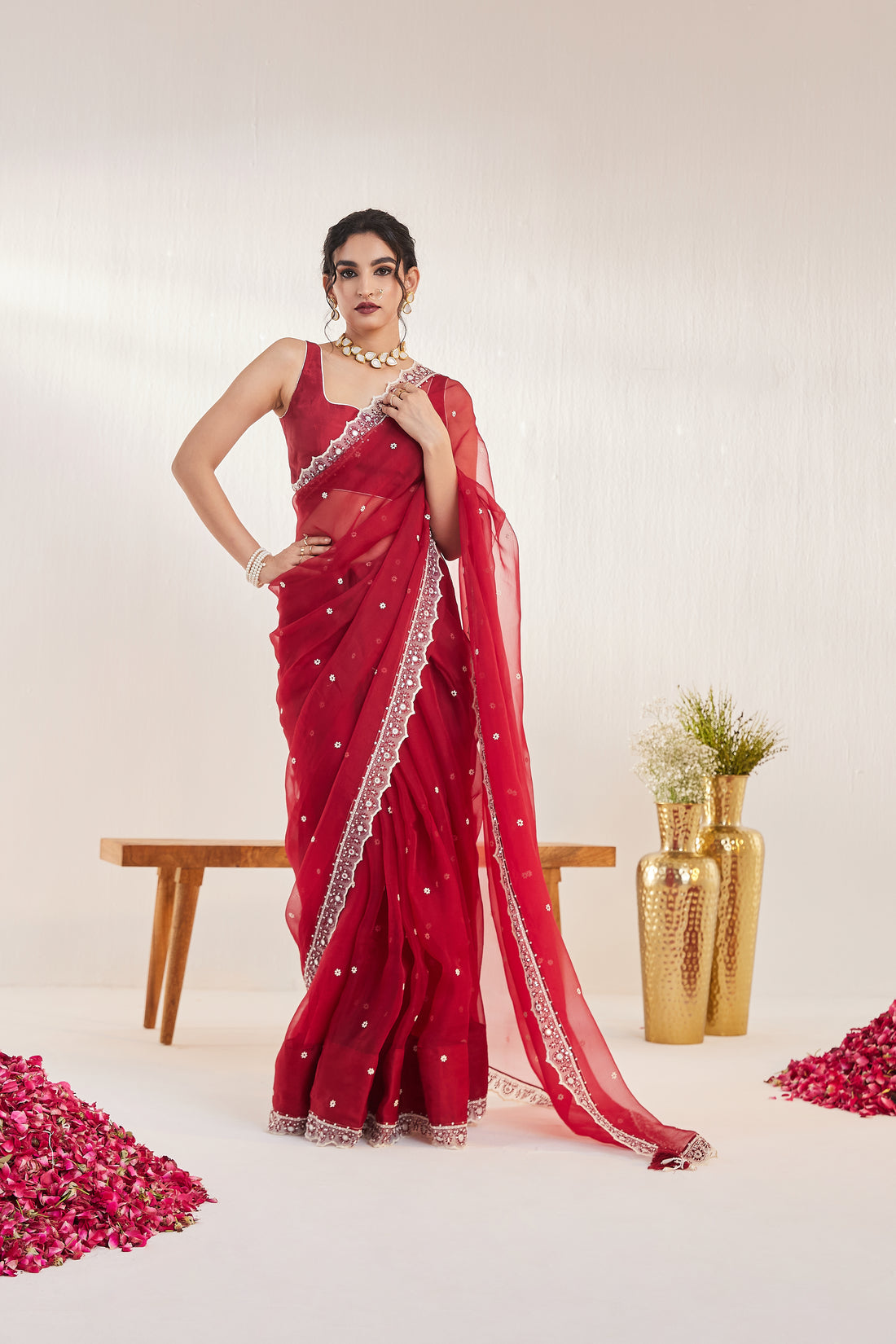Reshami Raat Mahroon Saree