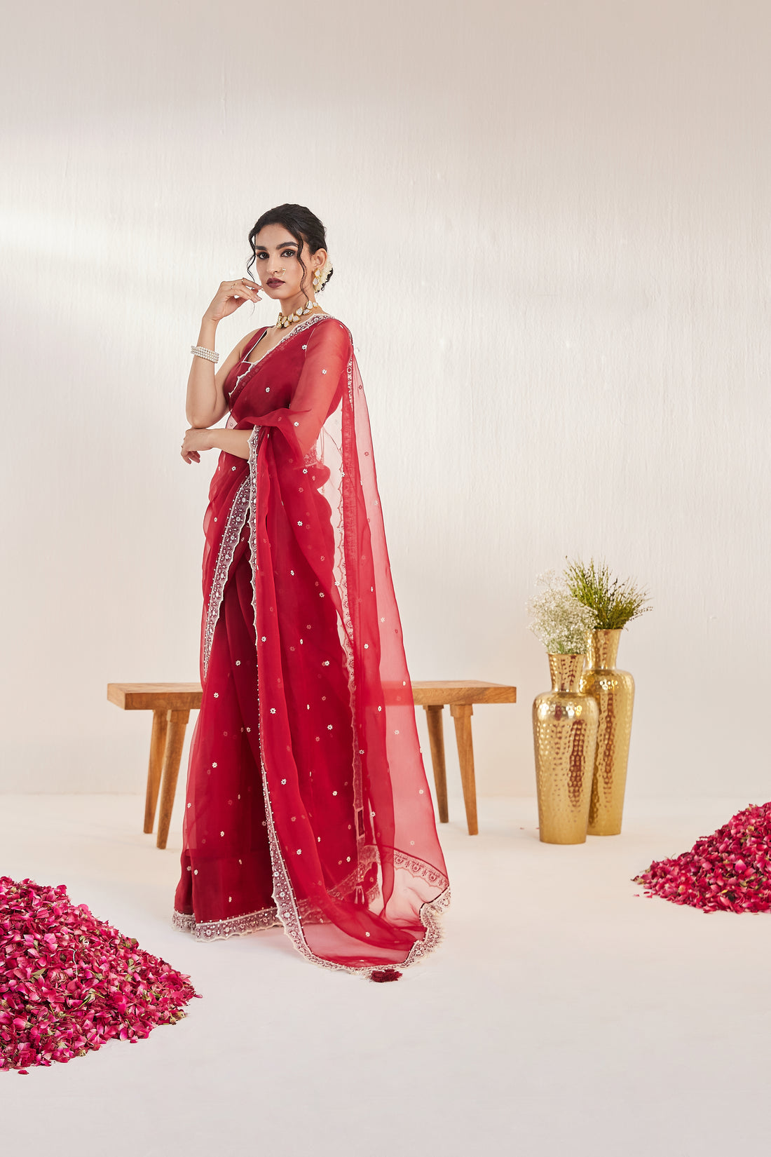 Reshami Raat Mahroon Saree