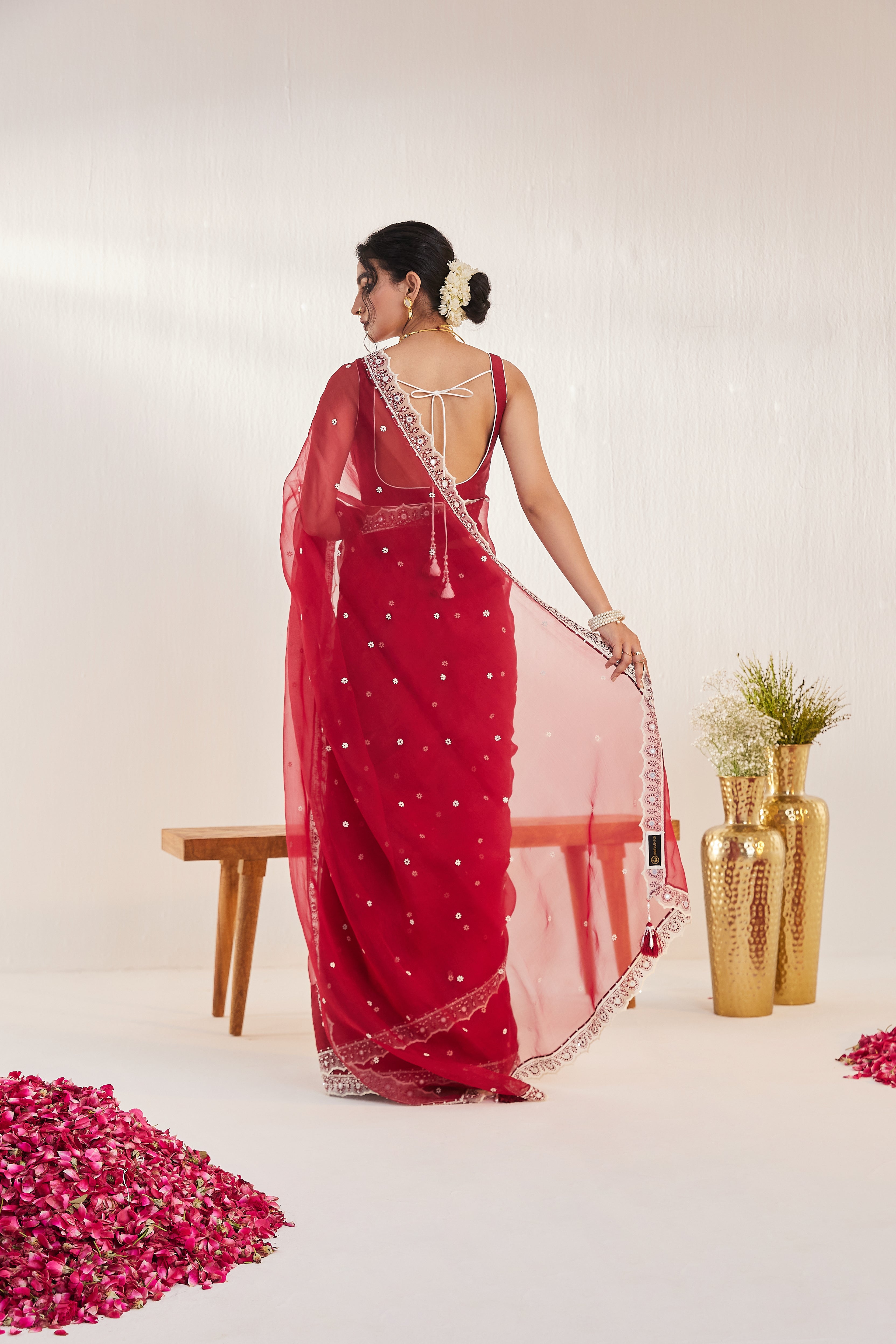 Reshami Raat Mahroon Saree