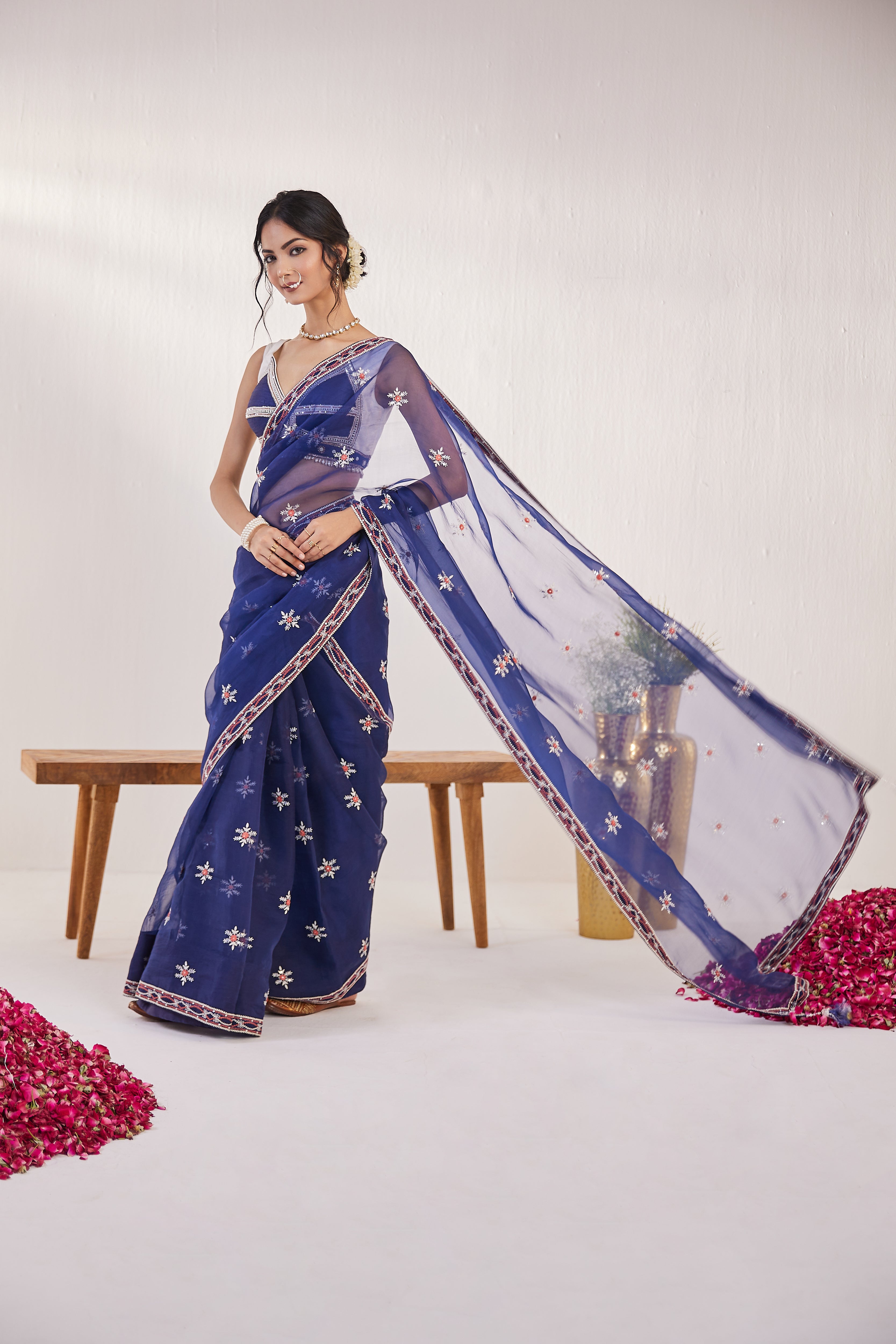 Reshami Raat Midnight Blue Saree