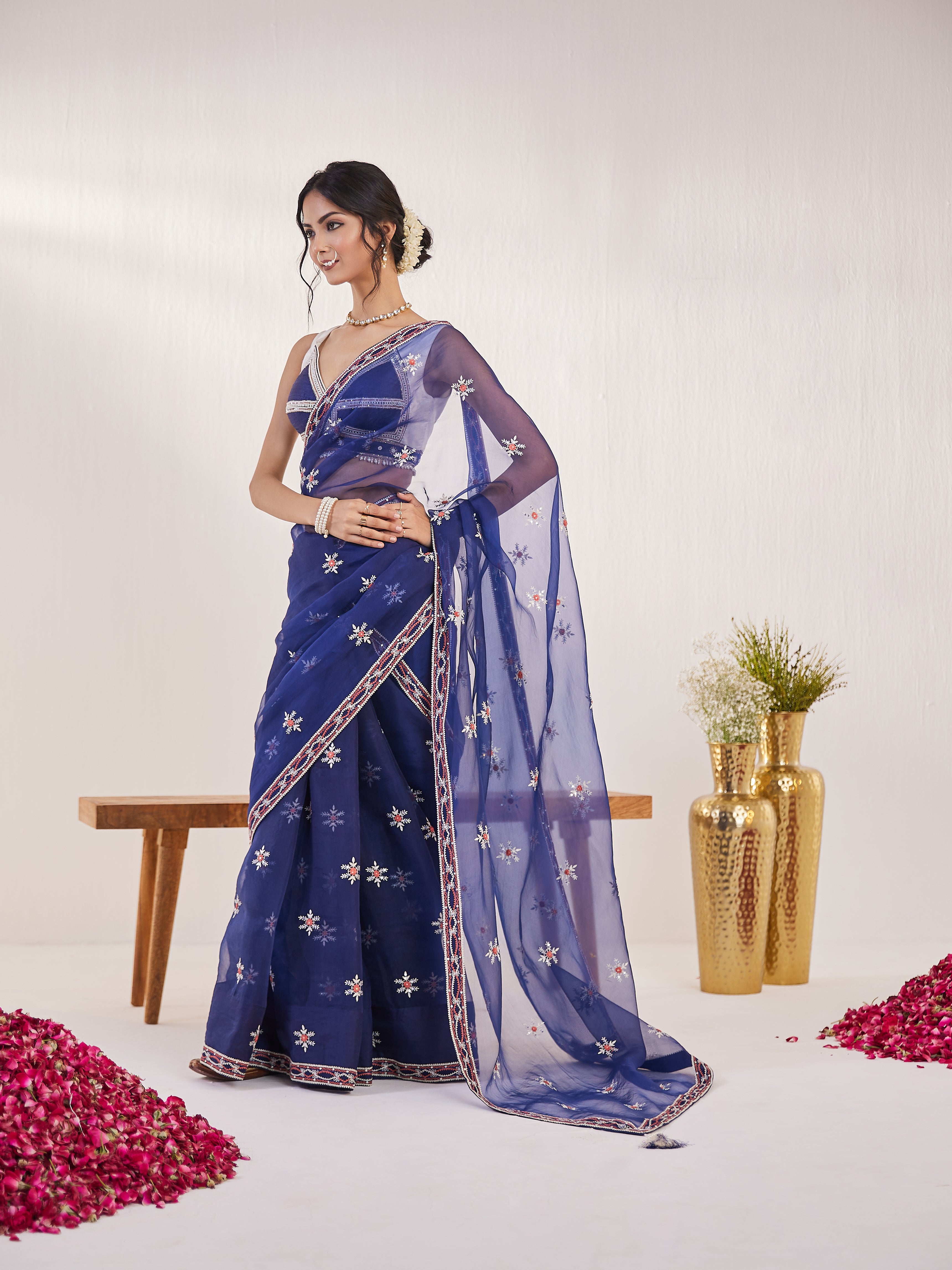Reshami Raat Midnight Blue Saree