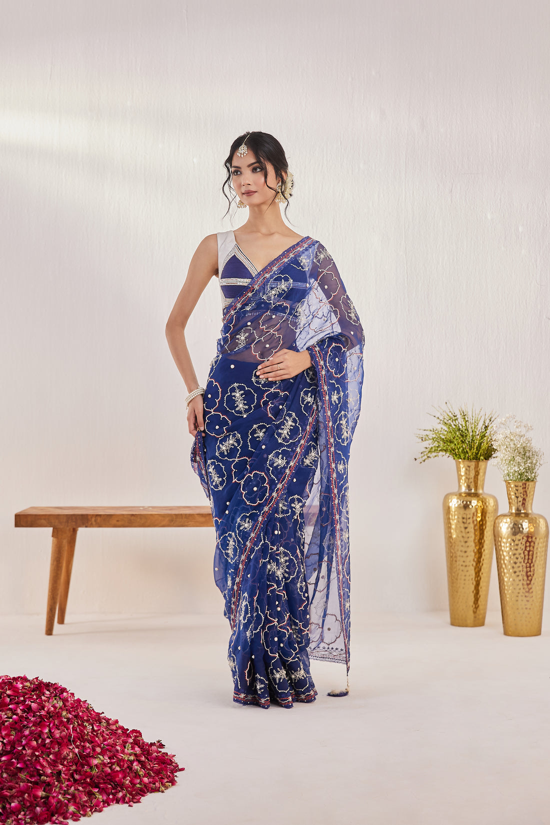 Reshami Raat Midnight blue Saree