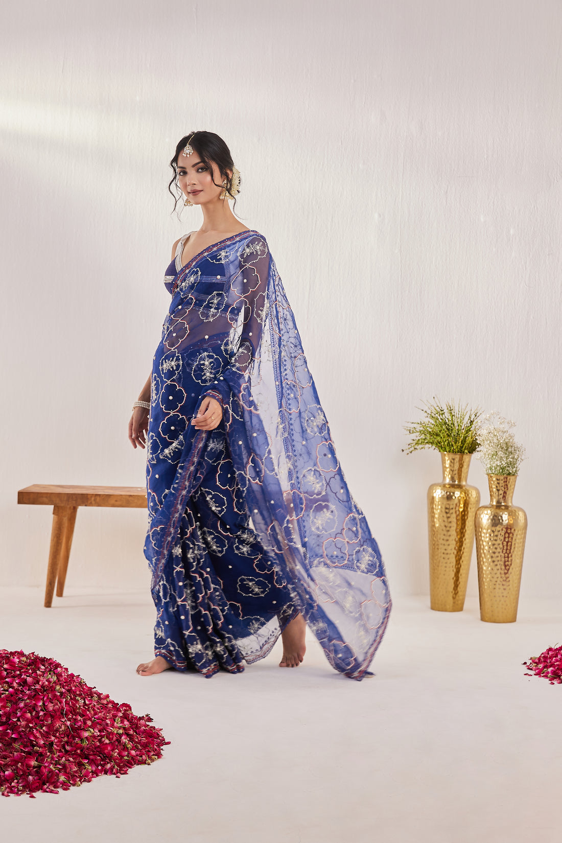 Reshami Raat Midnight blue Saree