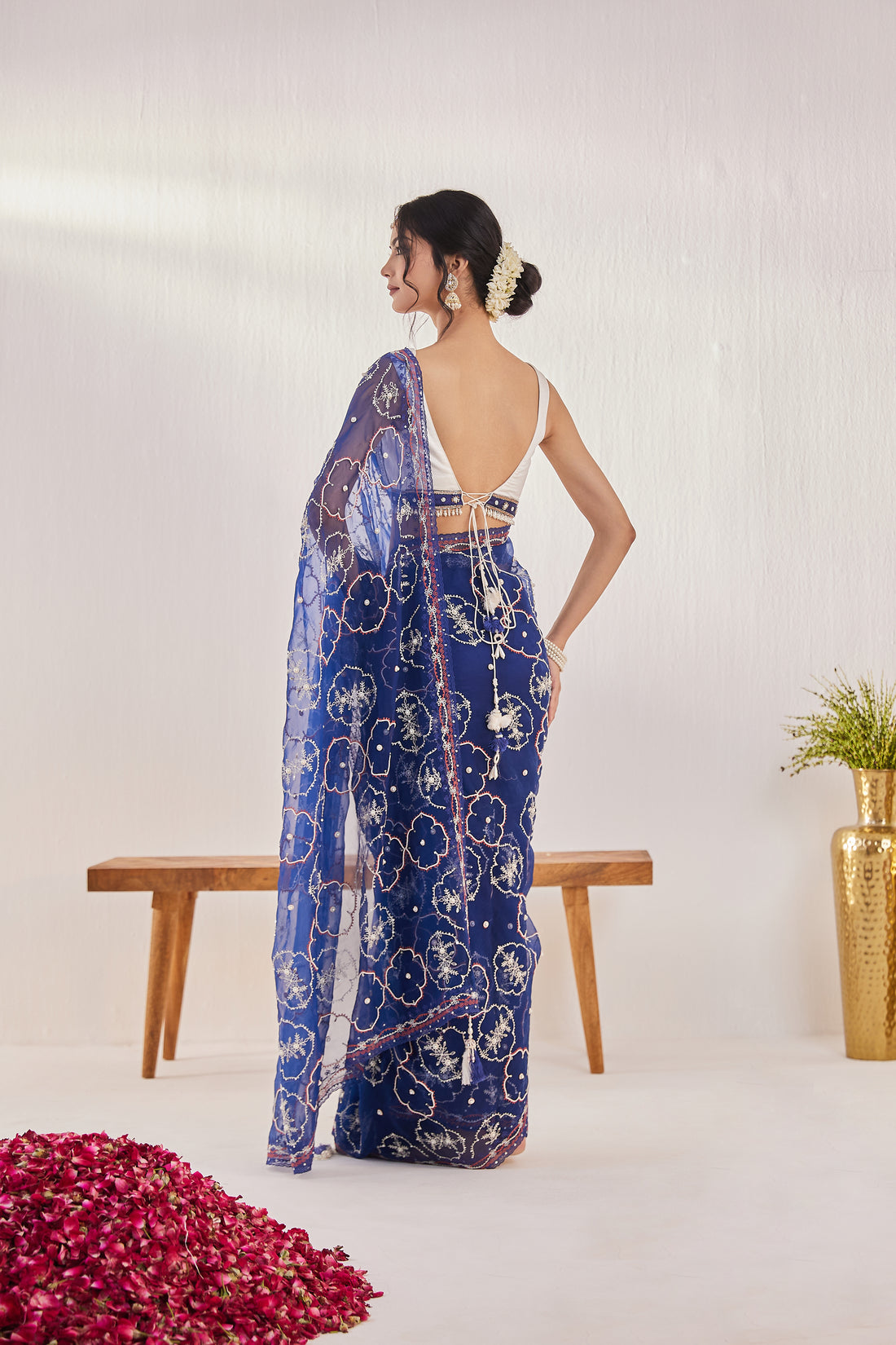 Reshami Raat Midnight blue Saree