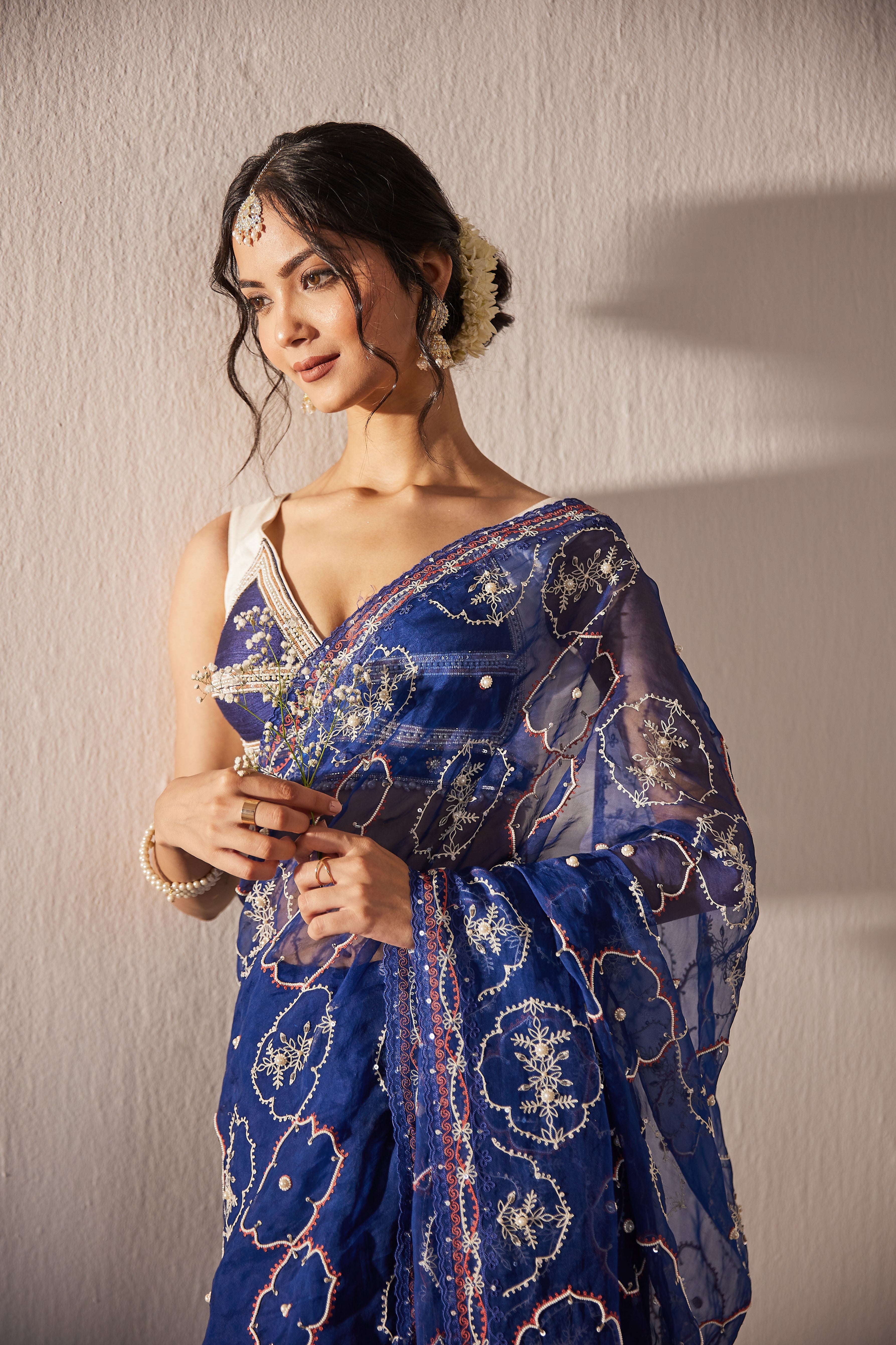 Reshami Raat Midnight blue Saree