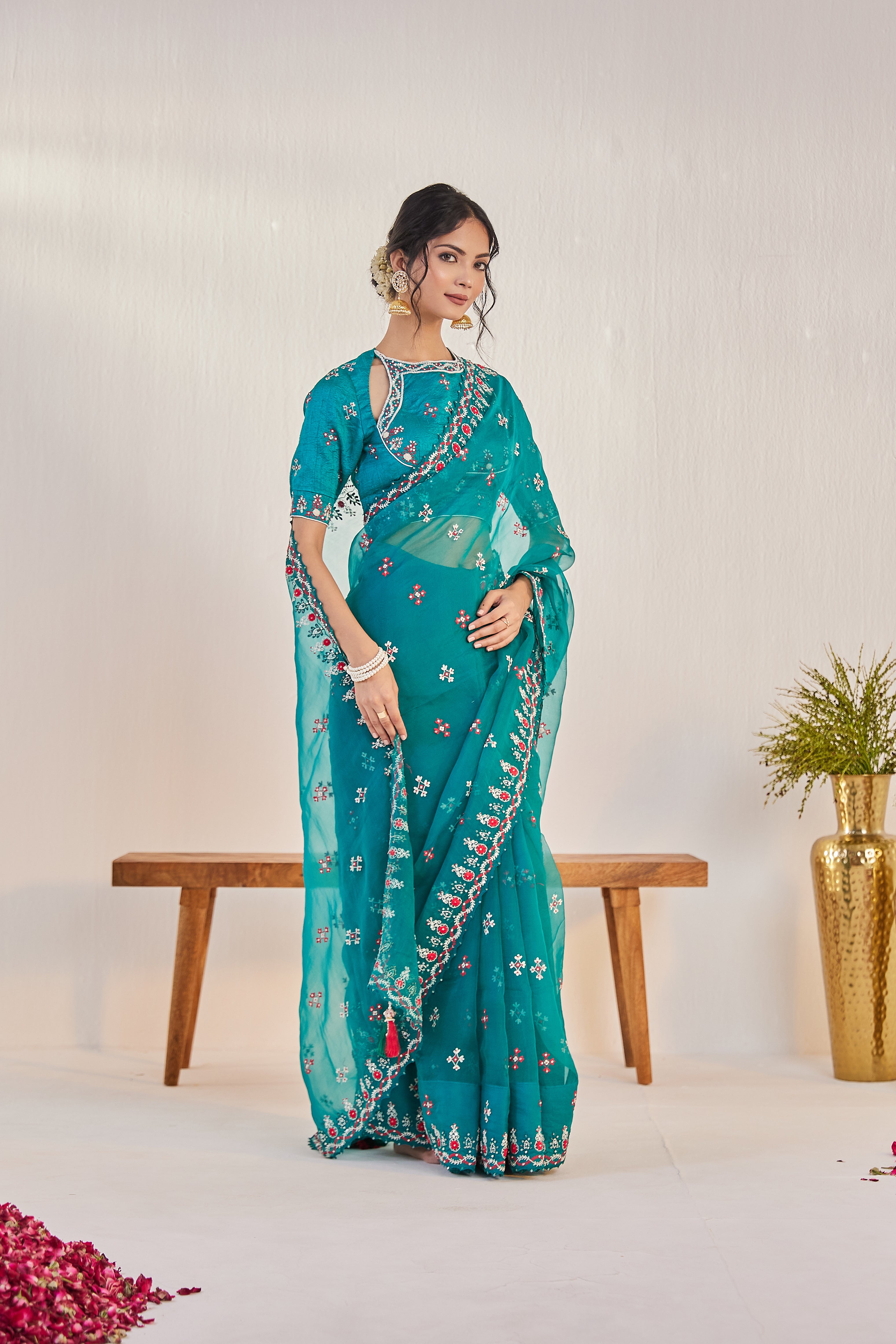 Reshami Raat Ruby Red Saree