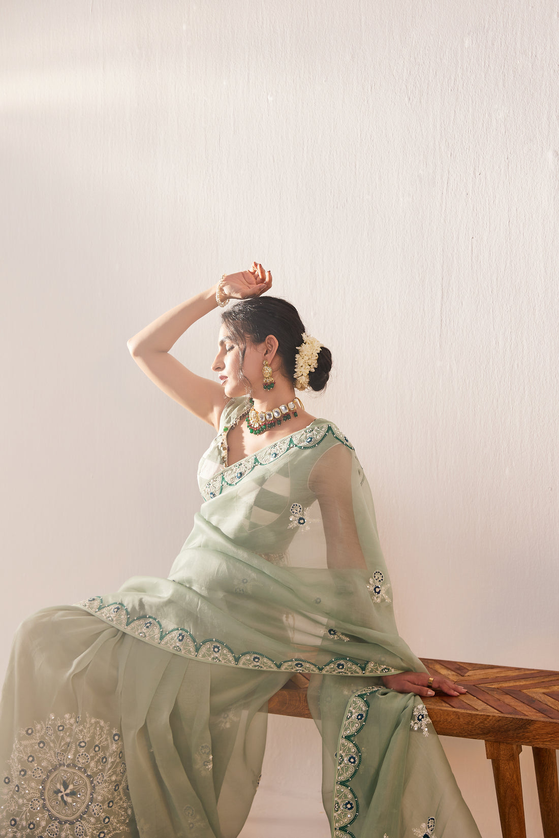 Reshami Raat marine green  Saree