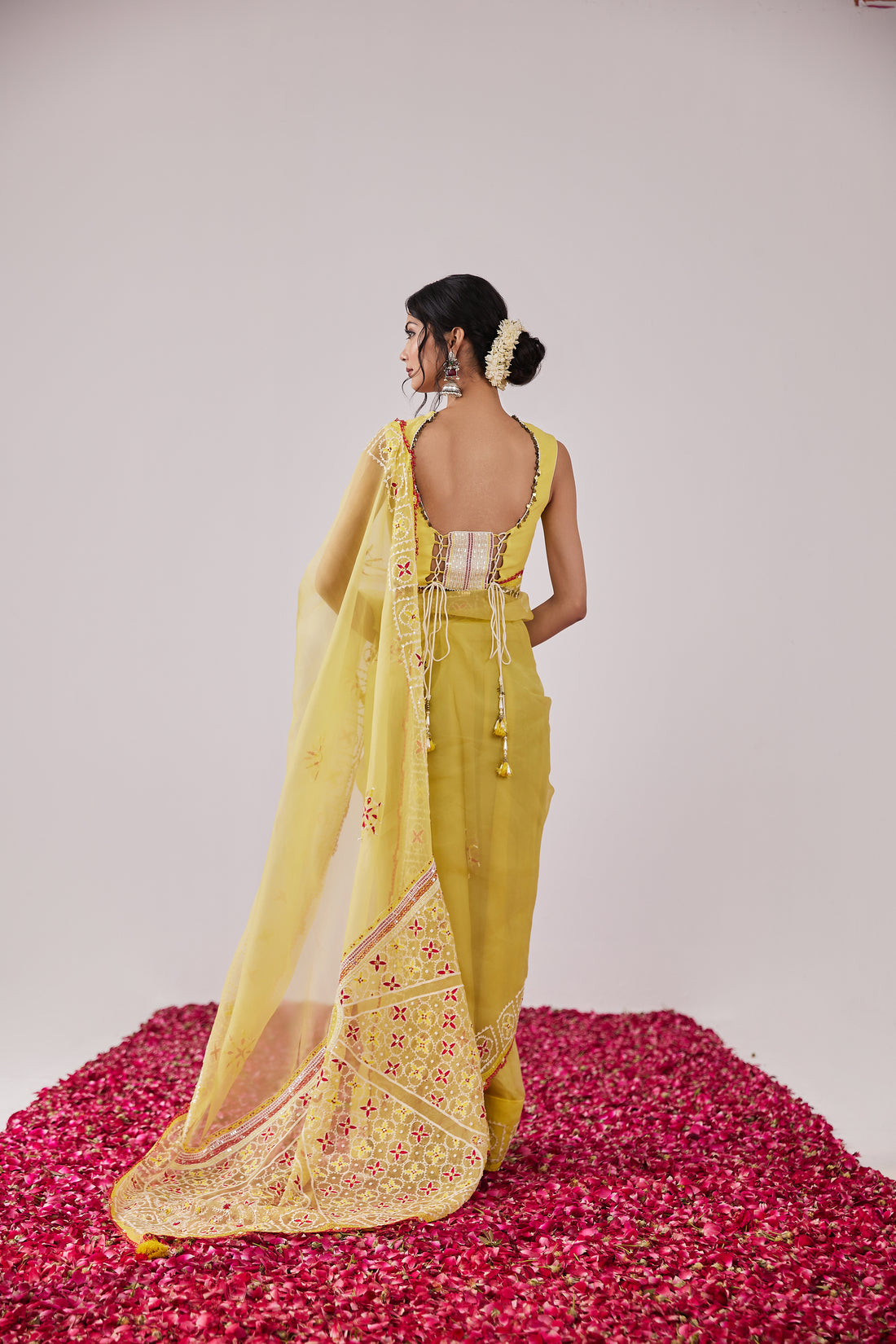 Reshami Raat yellow  Saree