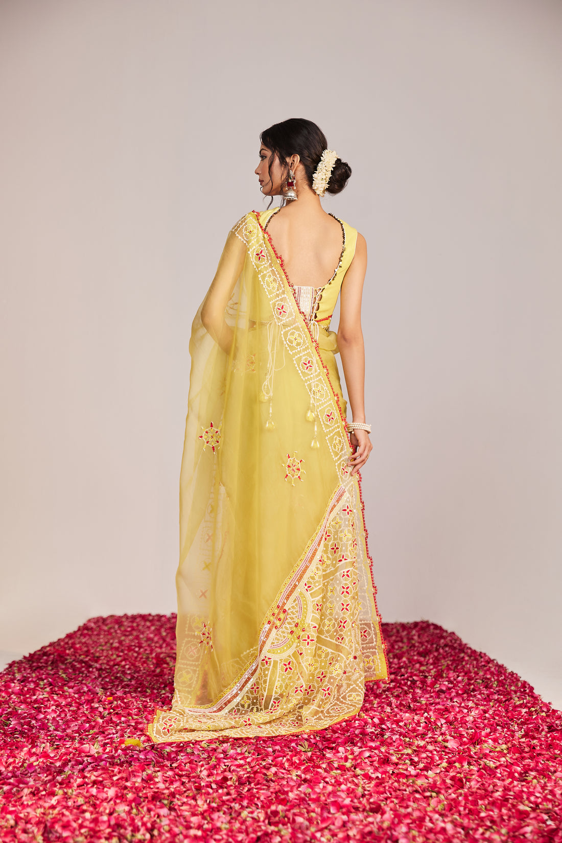 Reshami Raat yellow  Saree