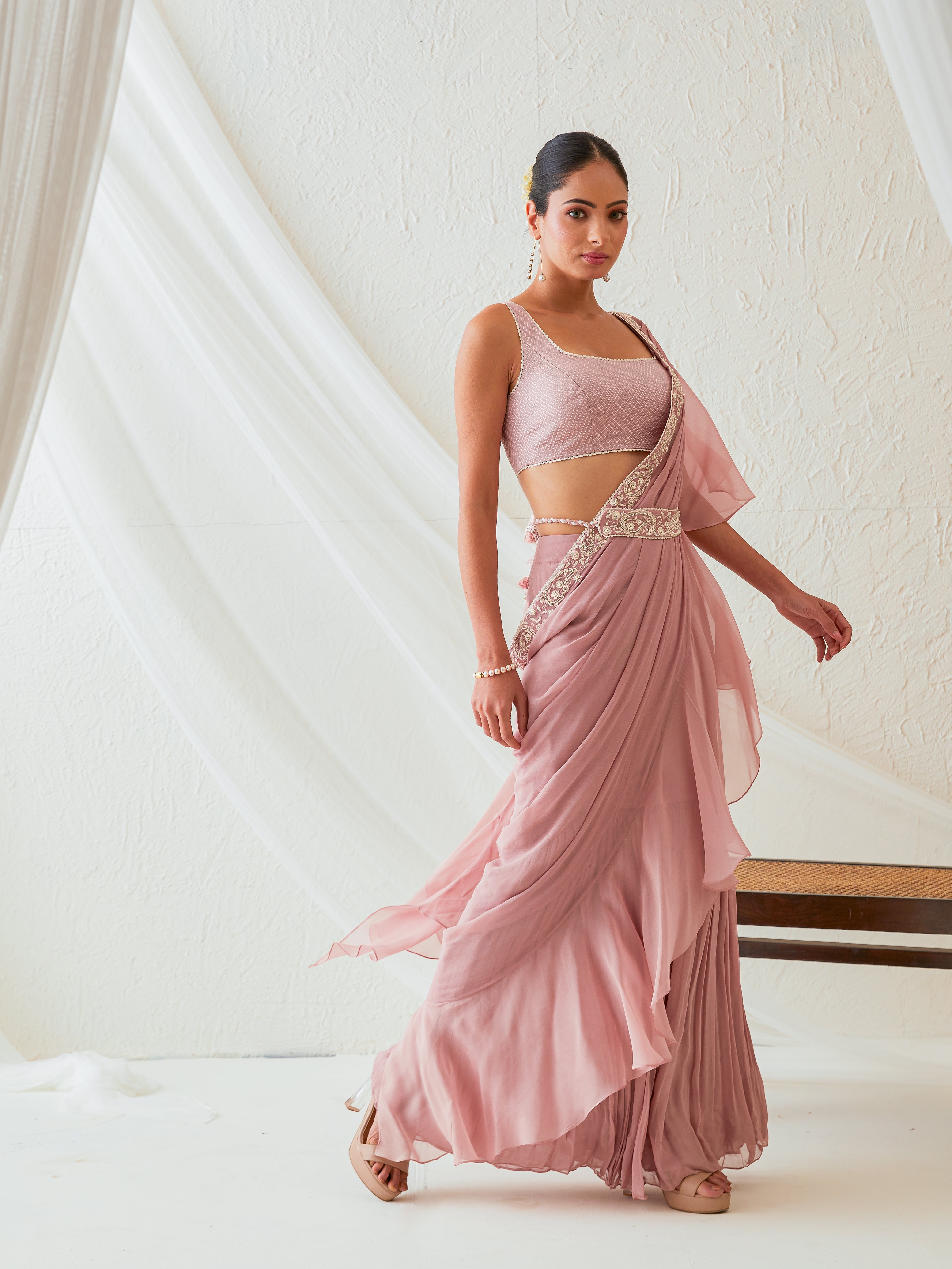 Reshami Raat  pre drape saree