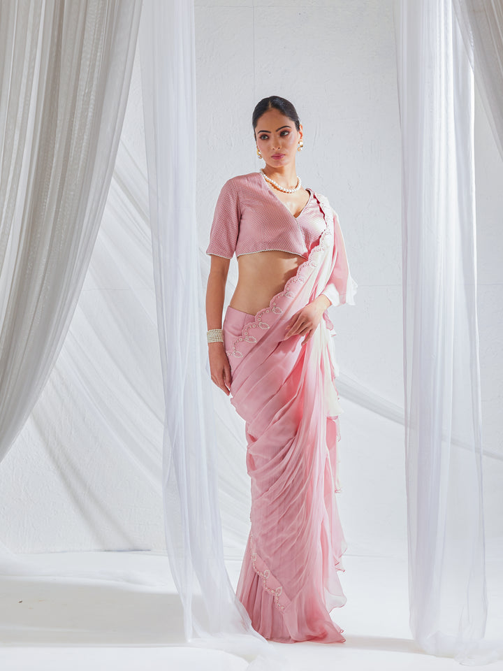Reshami Raat Blush Pink Pre Drape Set