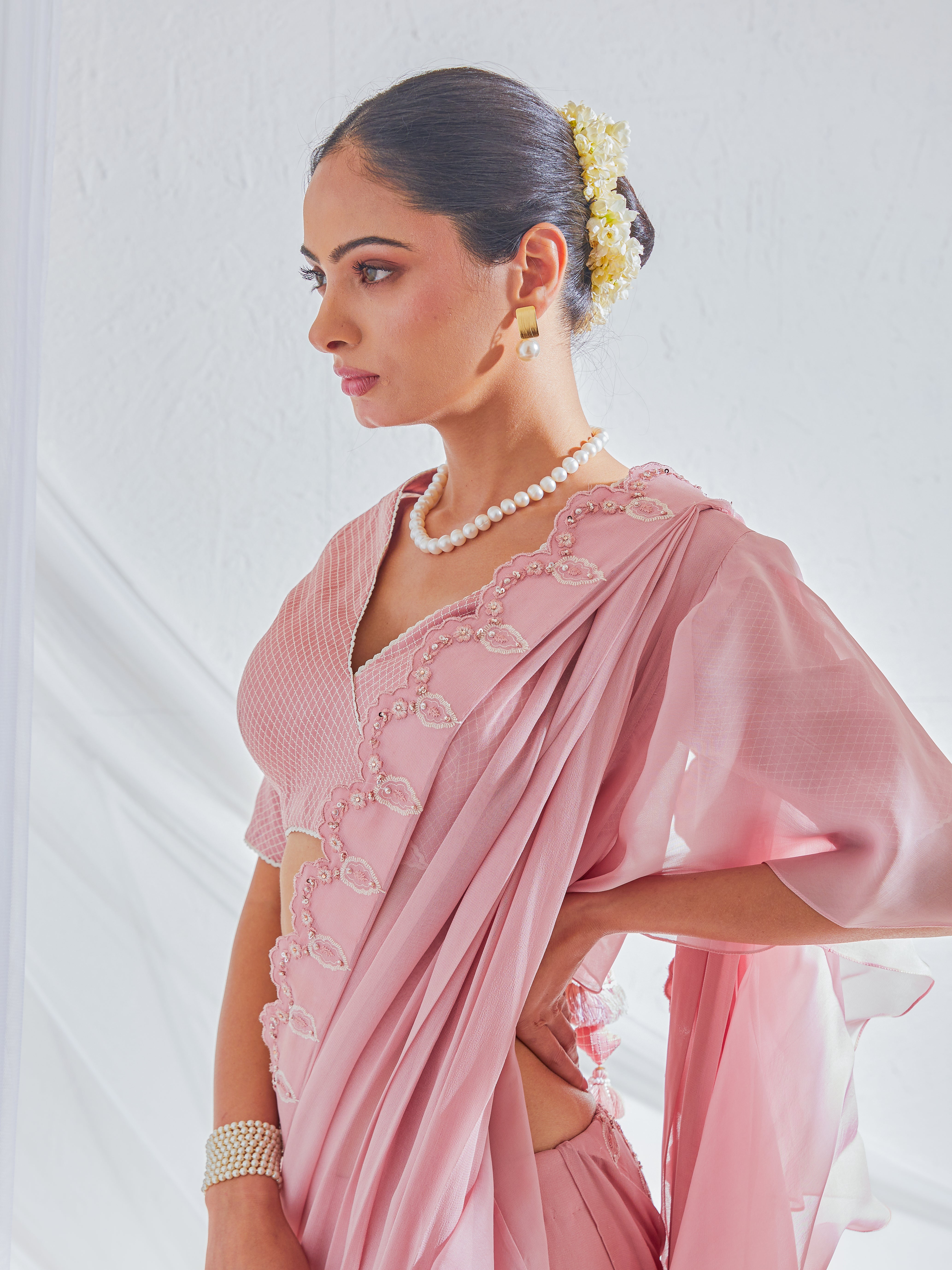 Reshami Raat Blush Pink Pre Drape Set
