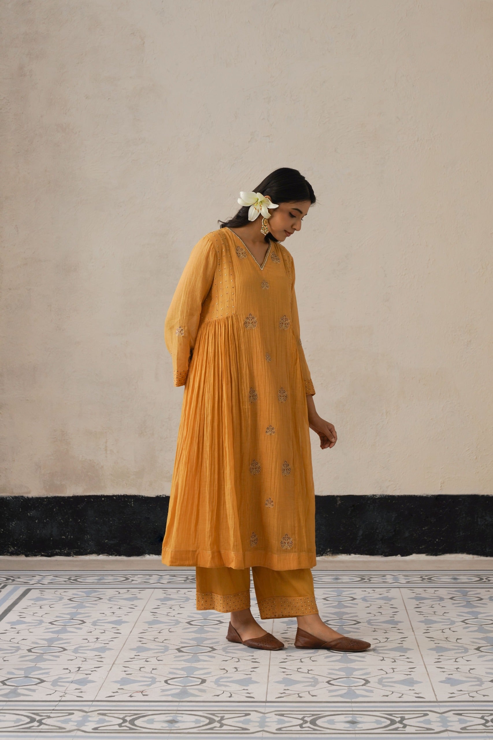 Yellow Pannel Kurta Set