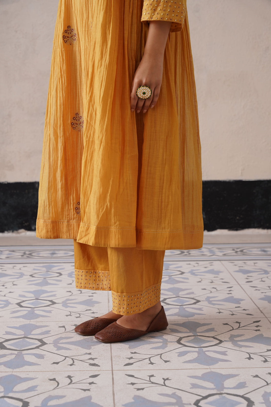 Yellow Pannel Kurta Set