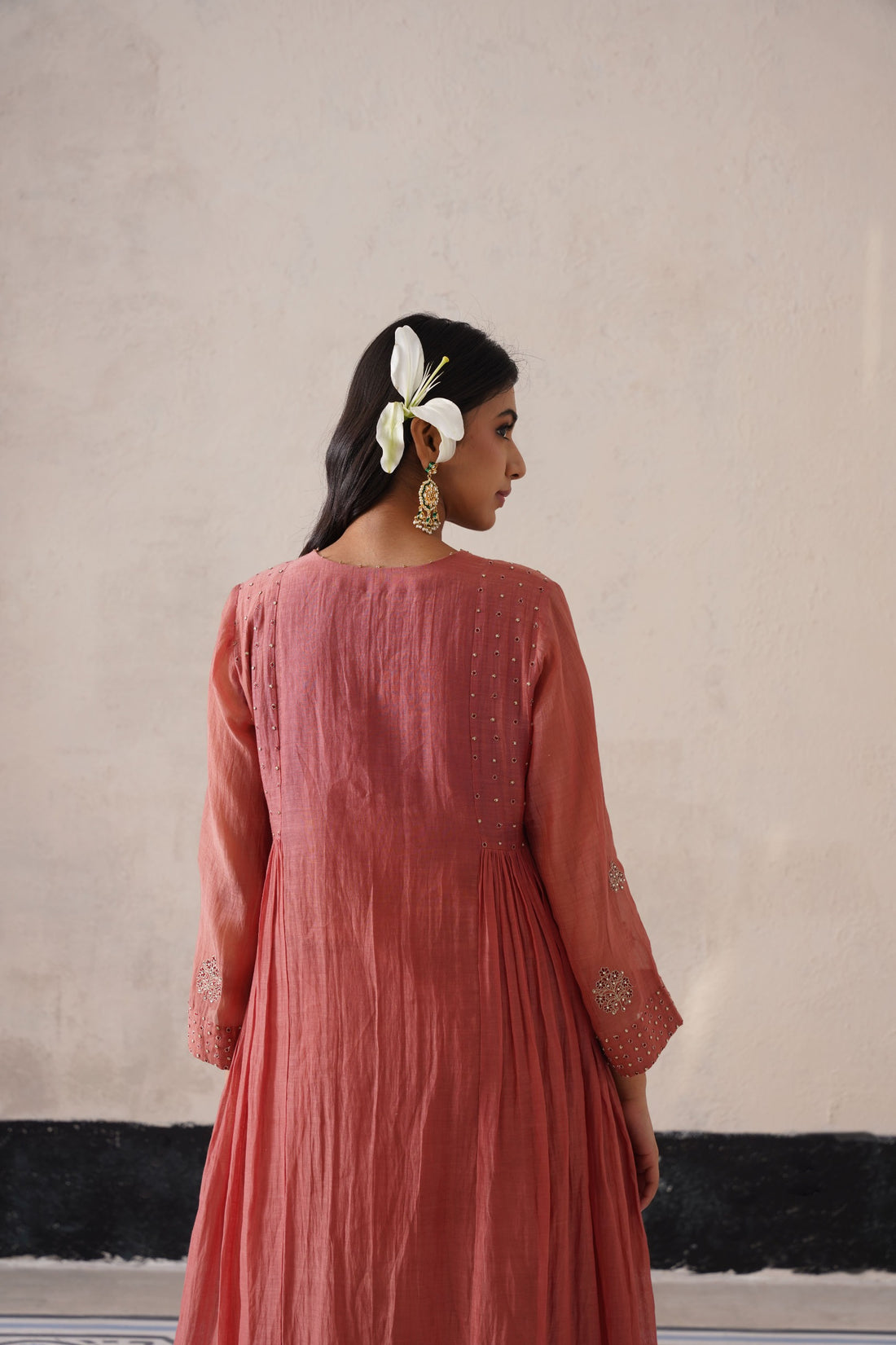 Peach Pink Pannel Kurta Set