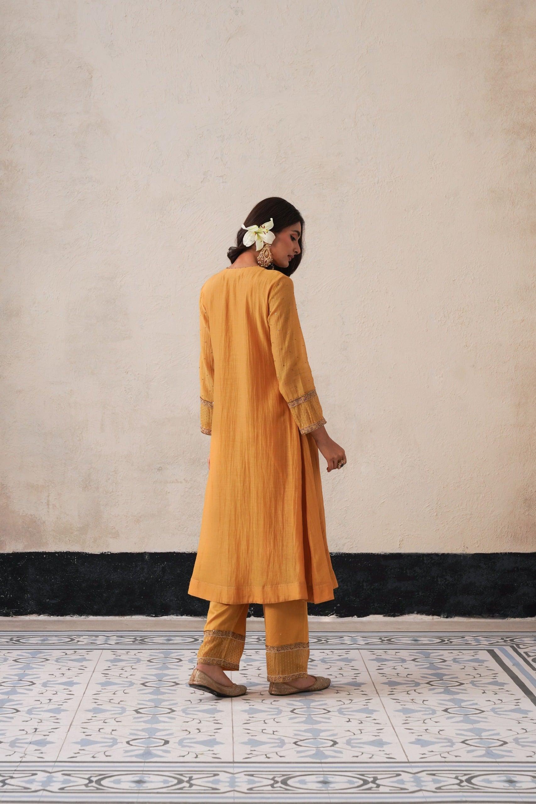 Yellow Gather Kurta Set
