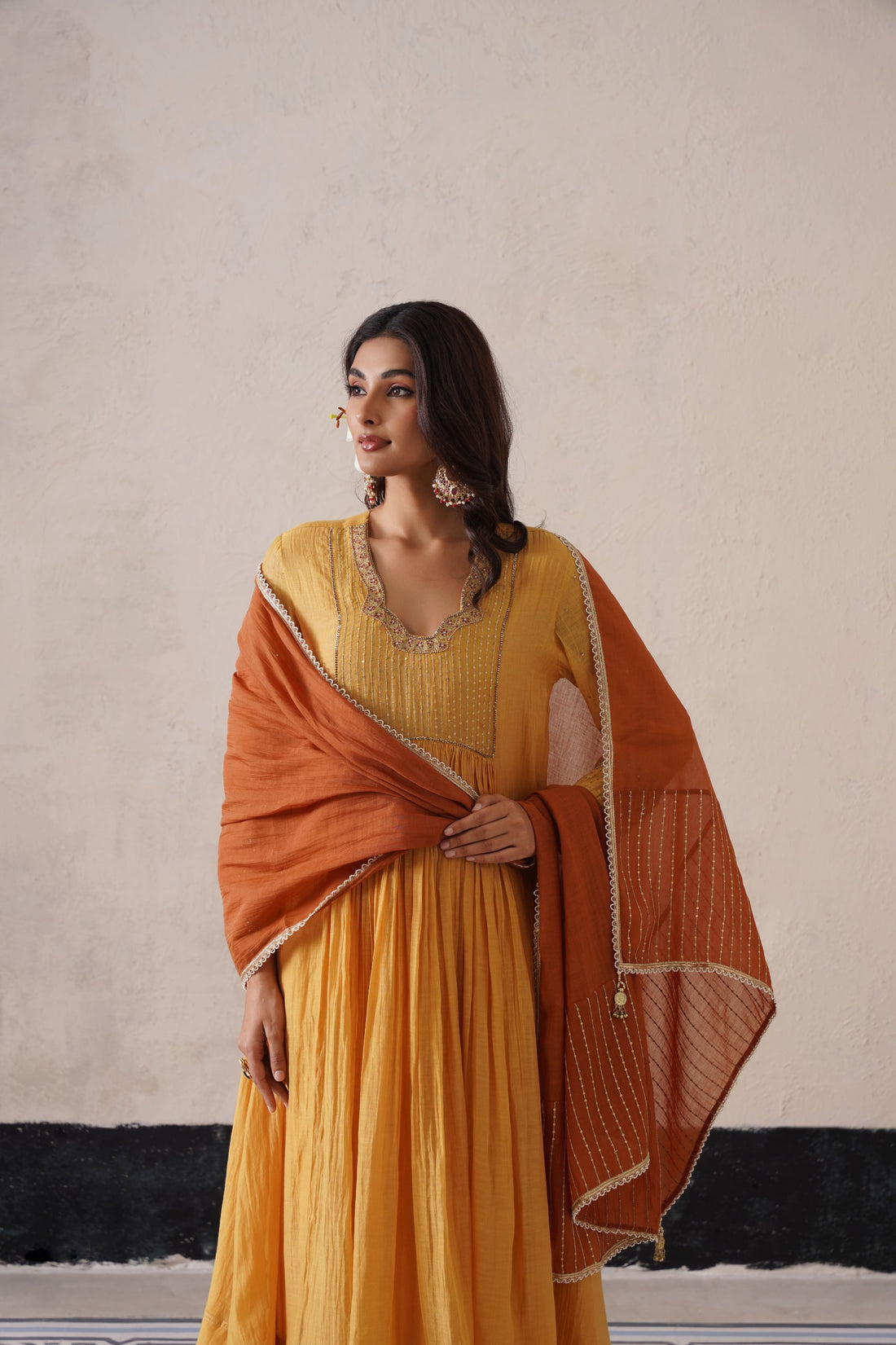 Yellow Gather Kurta Set