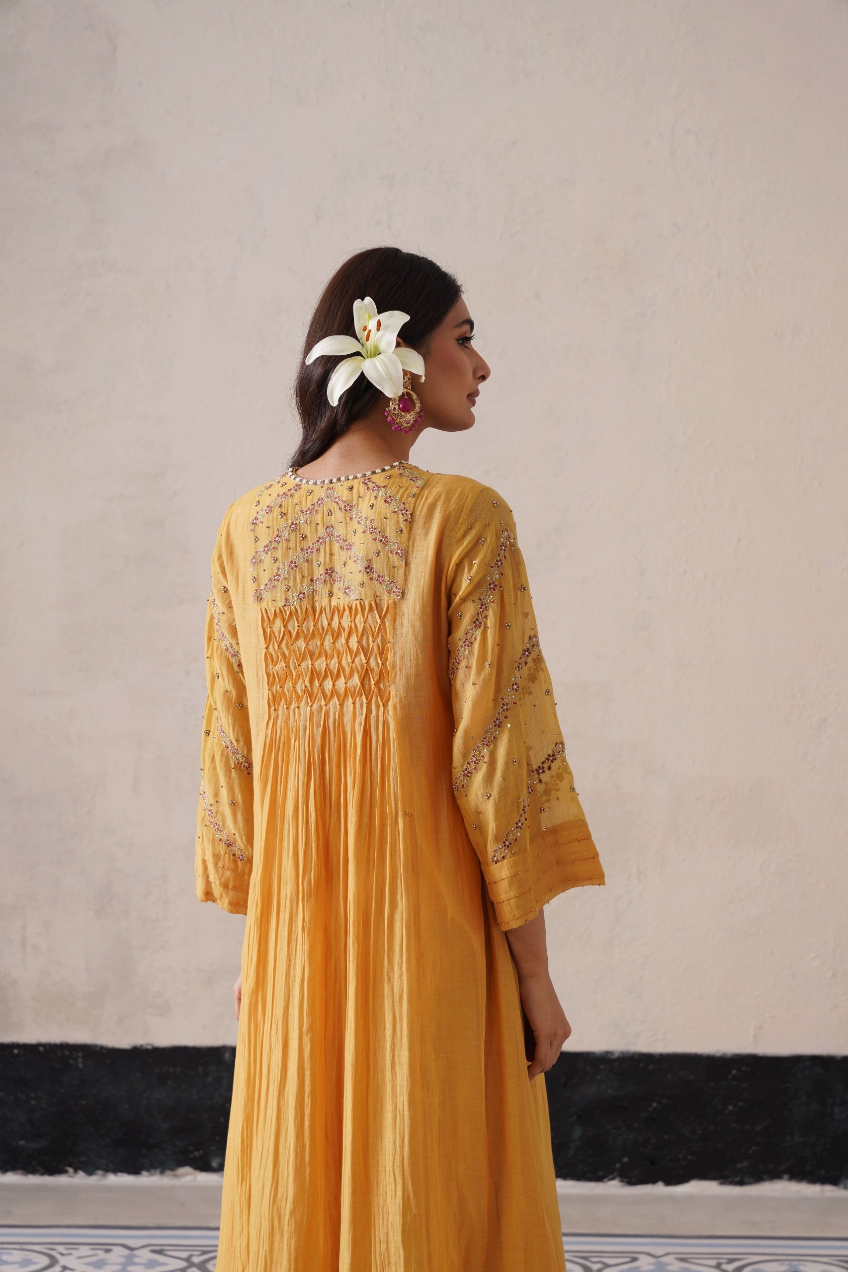 Yellow Pintuck Kurta Set
