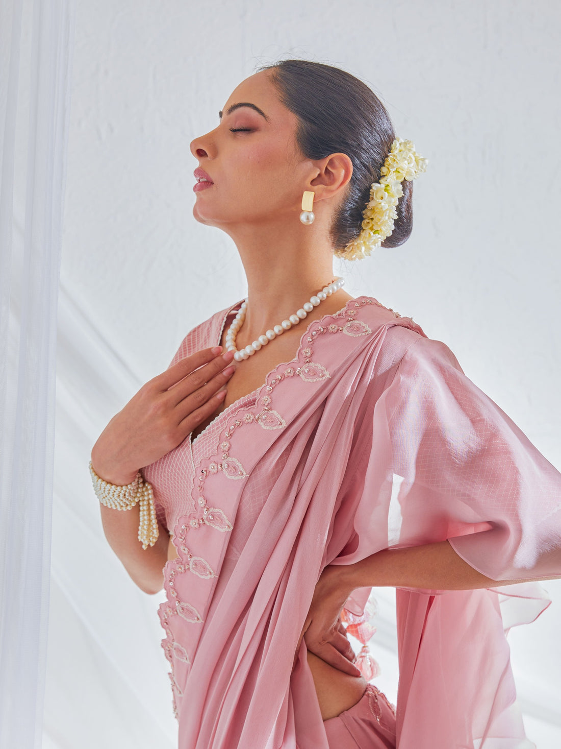 Reshami Raat Blush Pink Pre Drape Set