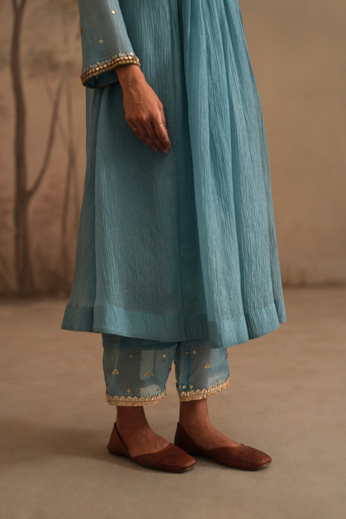 Prussian Blue Heer Nahar Box Pleated